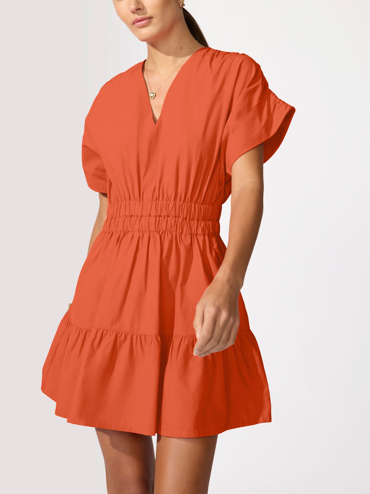 alessia mini dress Women's in Arancia | Brochu Walker M blue adjustable tie detail Size:L/8-10 material: twill Long Sleeve Red Homecoming