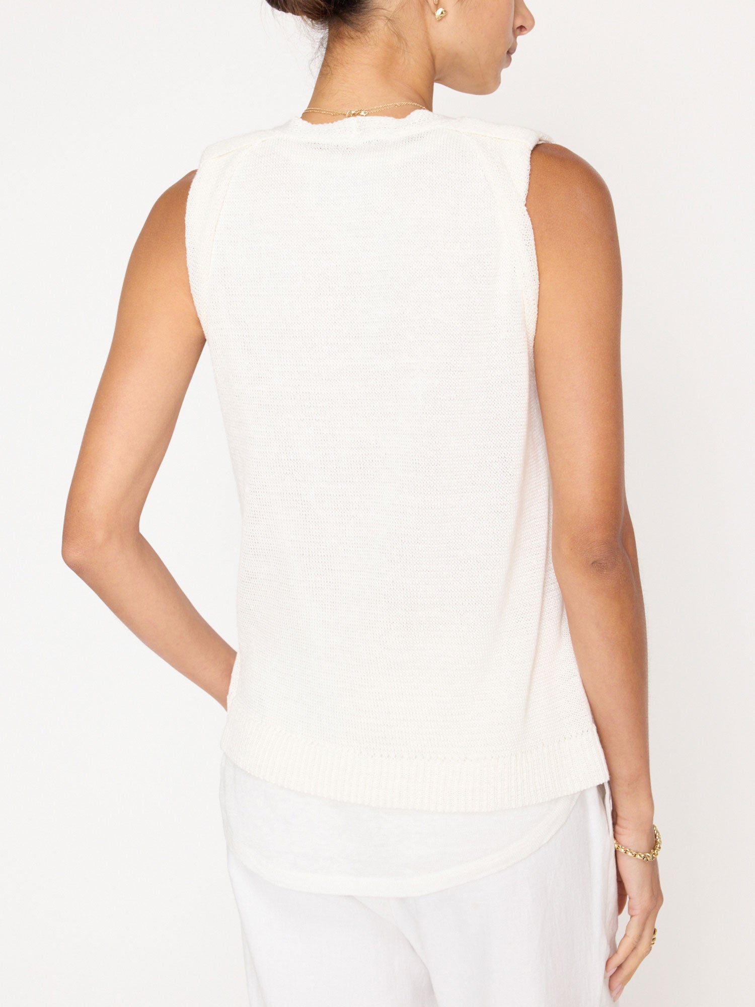 Morrow white layered V-neck tank top back view