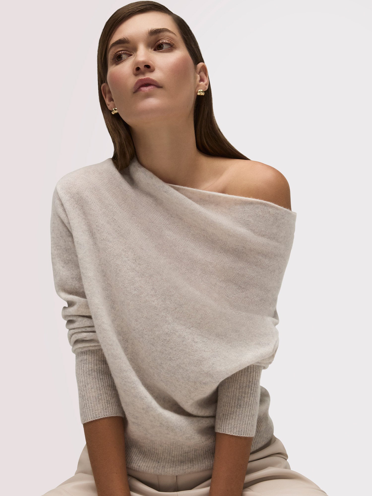 Brown Lori Cashmere Off Shoulder Mist | Brochu Walker