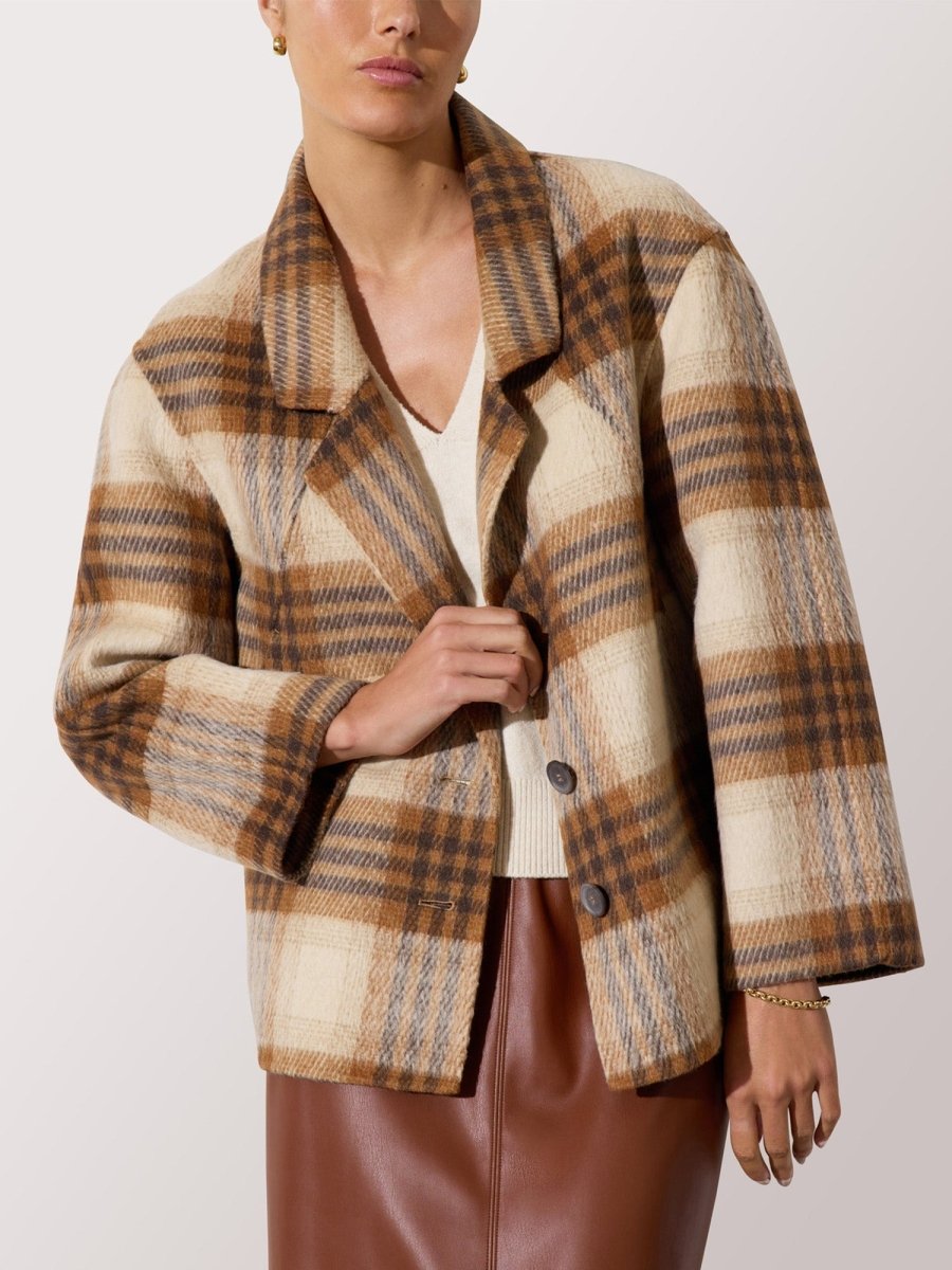 Women's Adeline Jacket in Camel Plaid | Brochu Walker