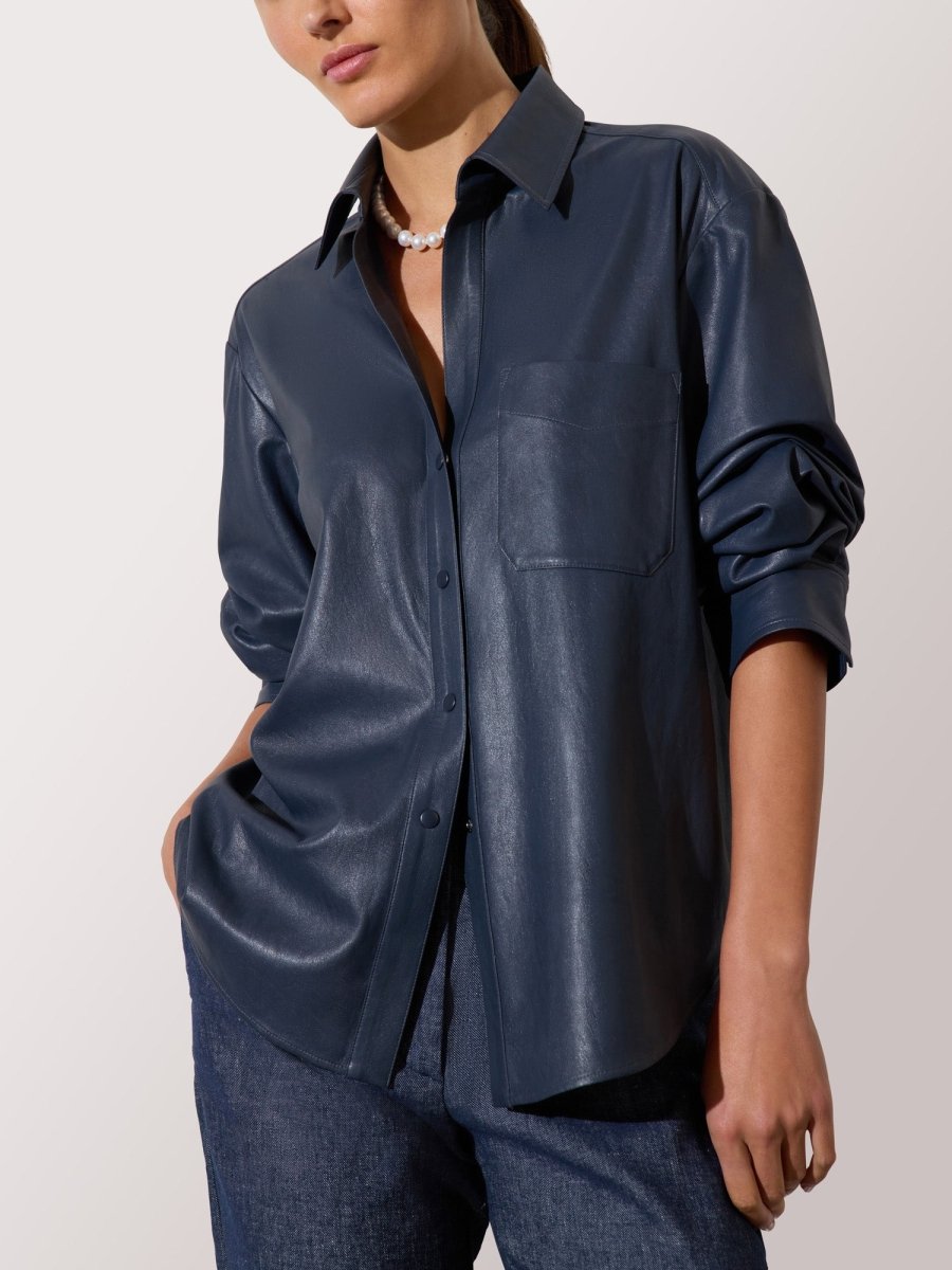Blue Pia Vegan Leather Shirt Admiral | Brochu Walker S | Admiral Blue Pia Vegan Leather Shirt Admiral | Brochu Walker S | Admiral