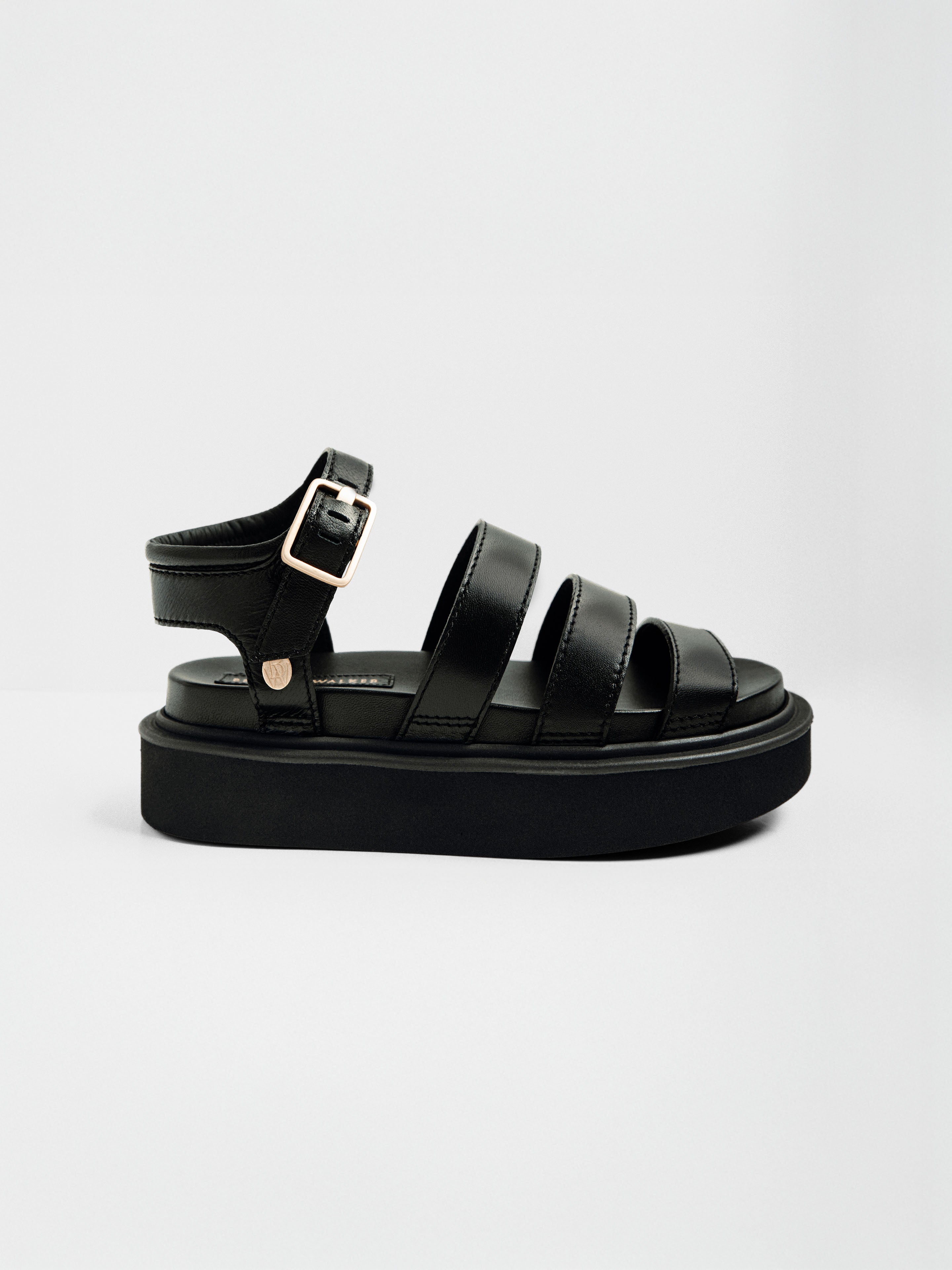 靴 MELT THE LADY volume upper sandal Black Women's Seoul Leather Sandal in Black Onyx | Brochu Walker