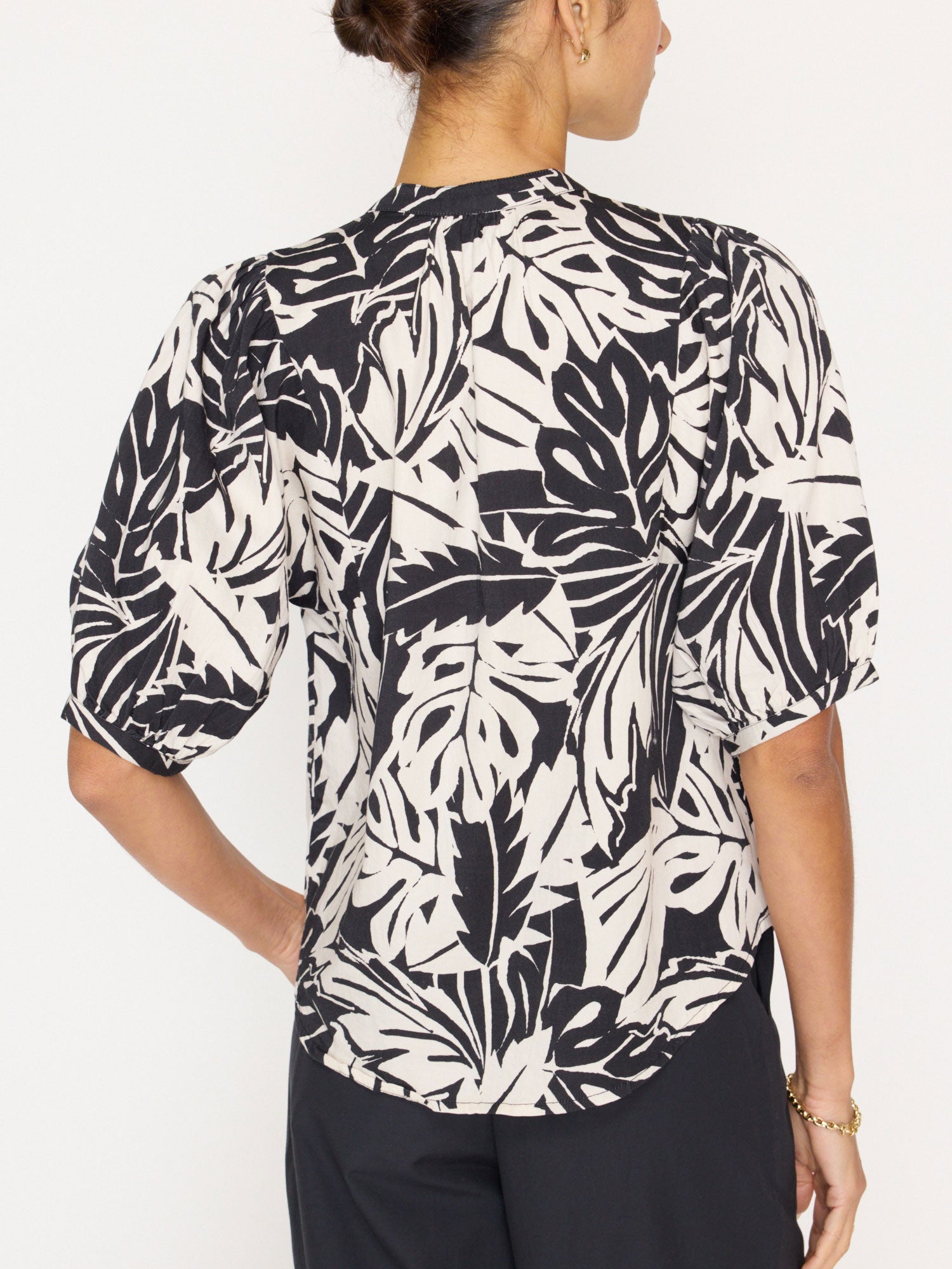 Asteria black and white printed blouse back view