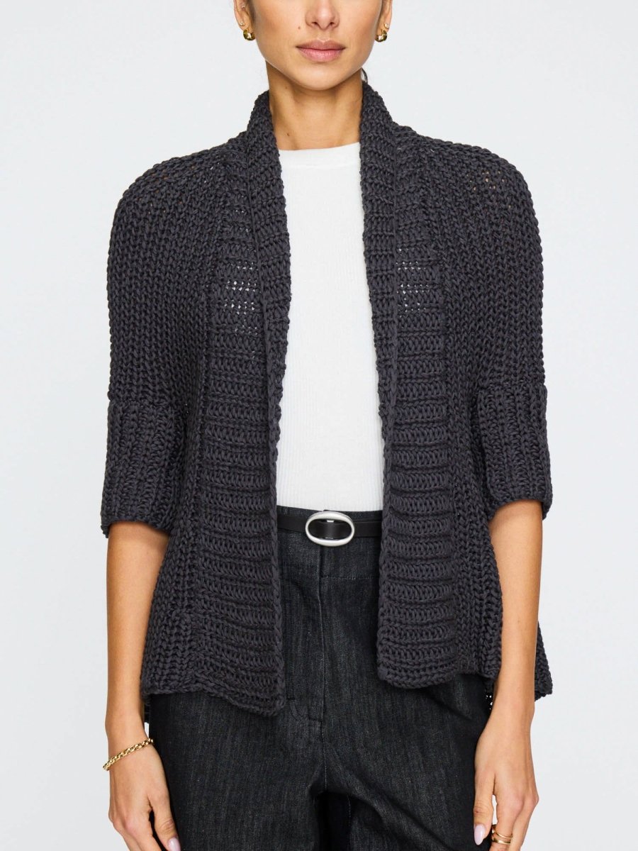 オーガ OHGA-1091 ニット Ｆ ブラック ウール IT9XAVGFF7VK Women's Fida Handknit Shrug in Shadow Grey | Brochu Walker