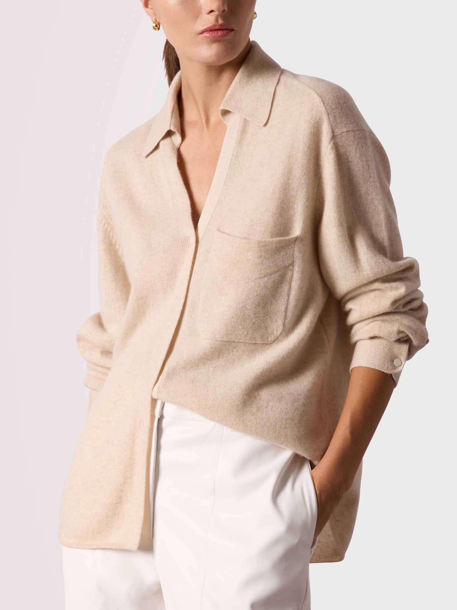 HOORSENBUHS ホーセンブース カシミヤ シャツbutton shirt Women's Everyday Shirt in Bisque Melange | Brochu Walker