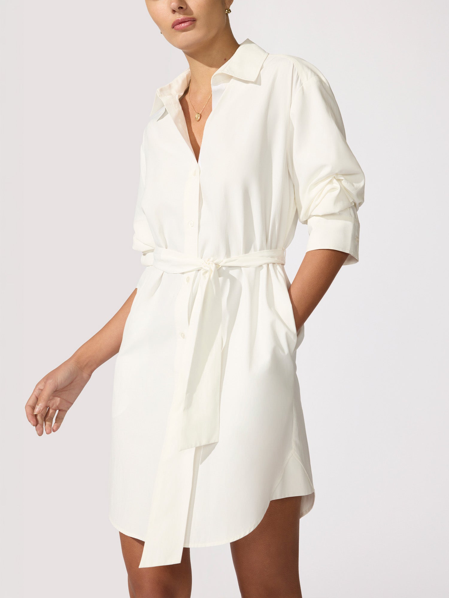 Luxury Ivory Pia Dress Belted | Brochu Walker XS | Ivory Luxury Ivory Pia Dress Belted | Brochu Walker XS | Ivory