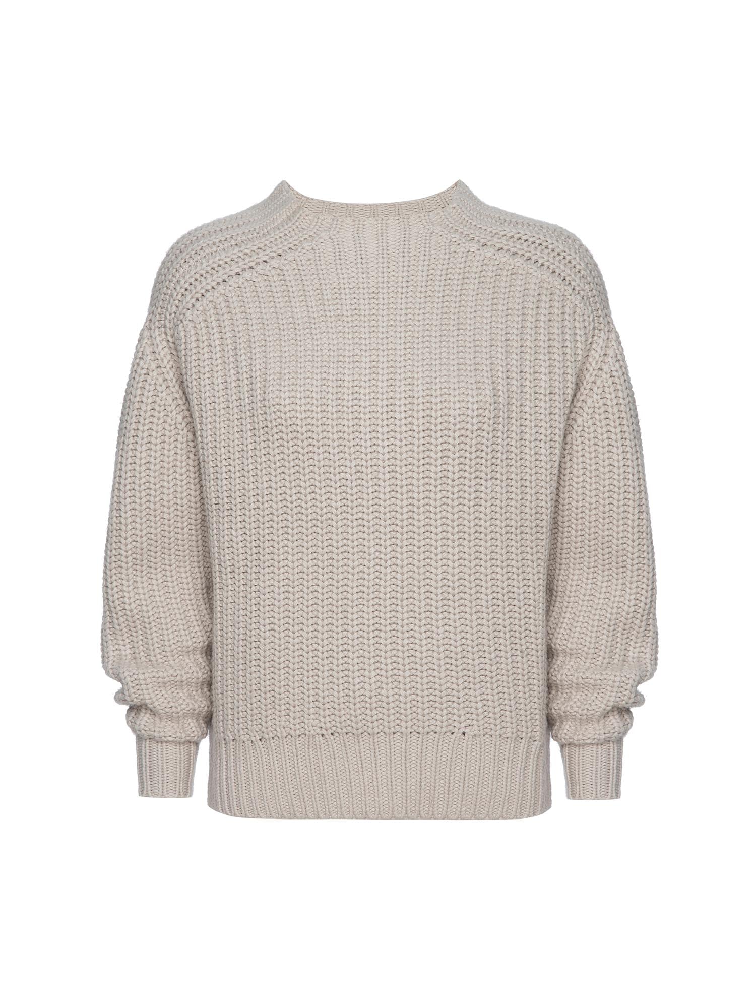 Beckett beige ribbed crewneck pullover sweater flat view