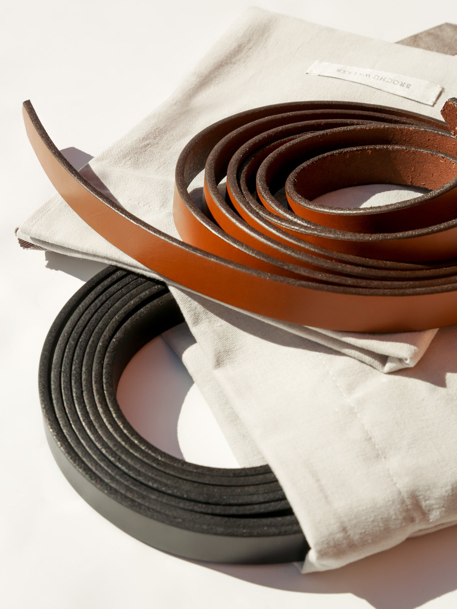 Bridle black leather wrap belt close up