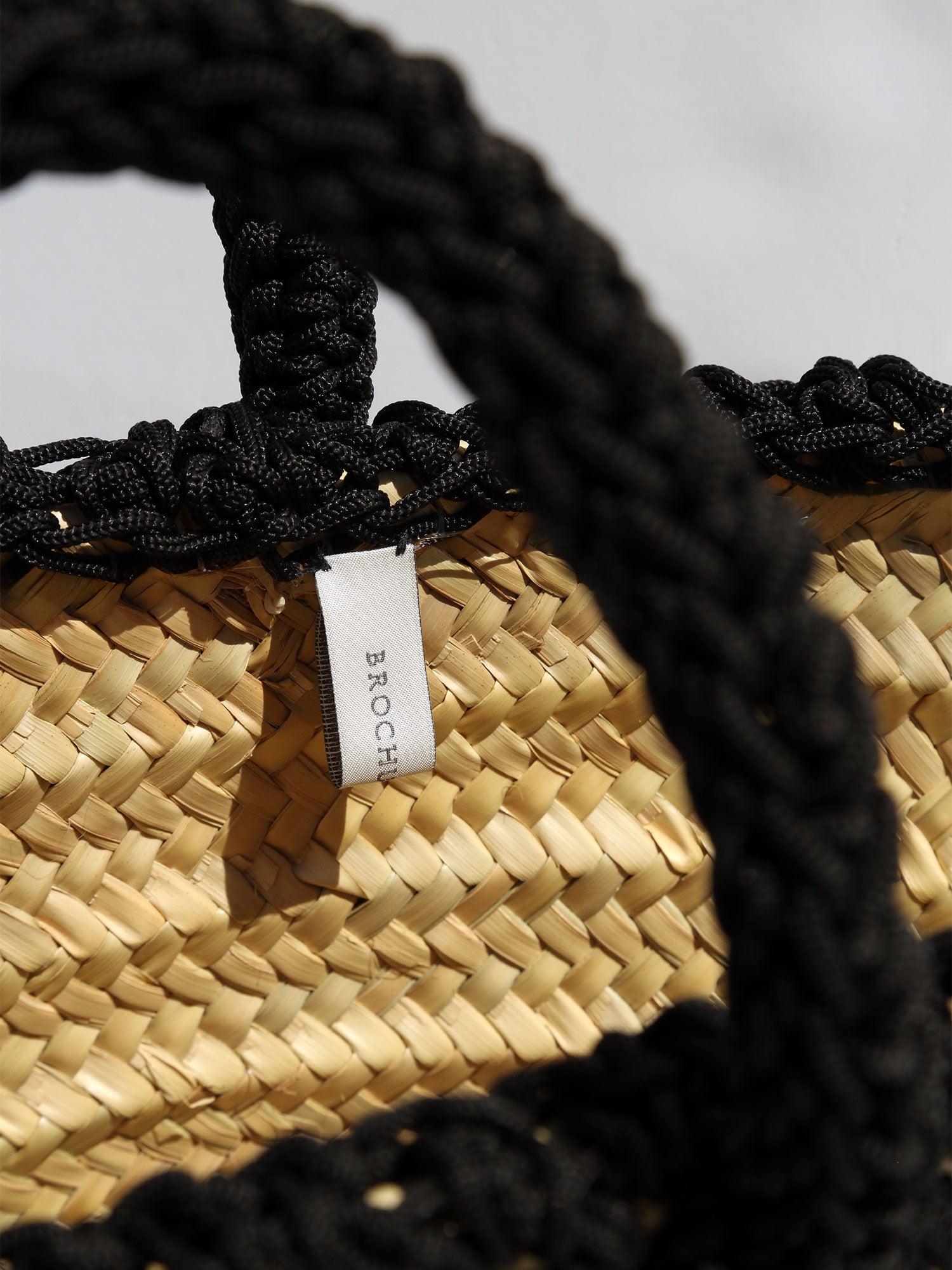 Dune crochet black small basket bag close up