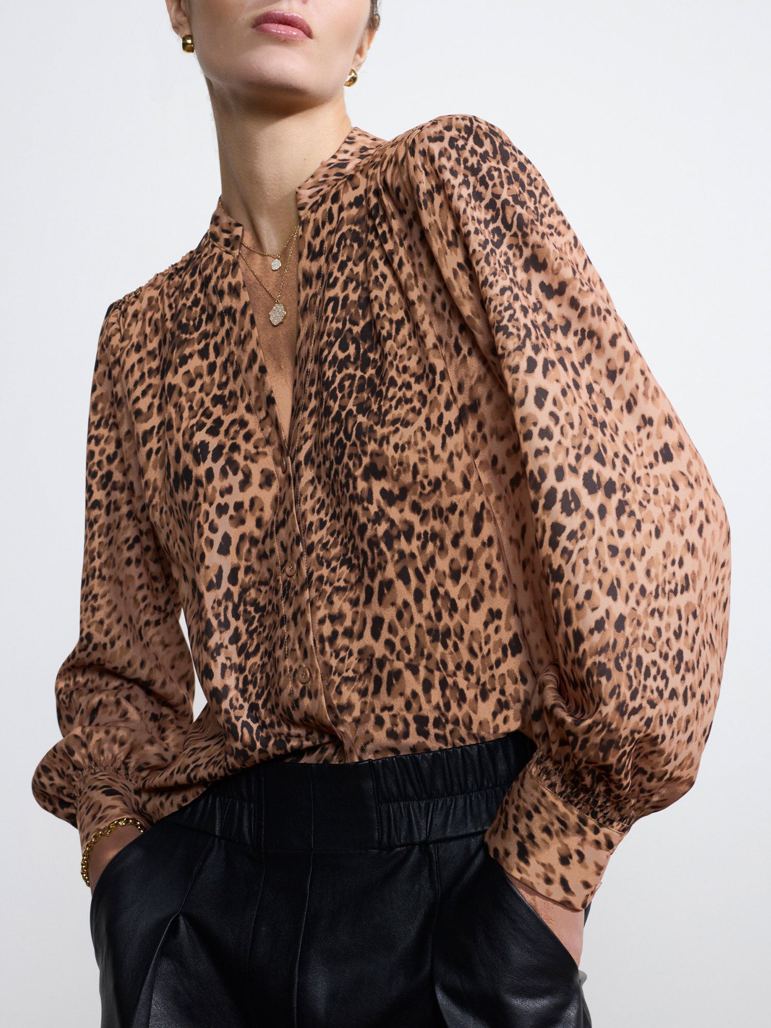 Ember blouse leopard print front view 2