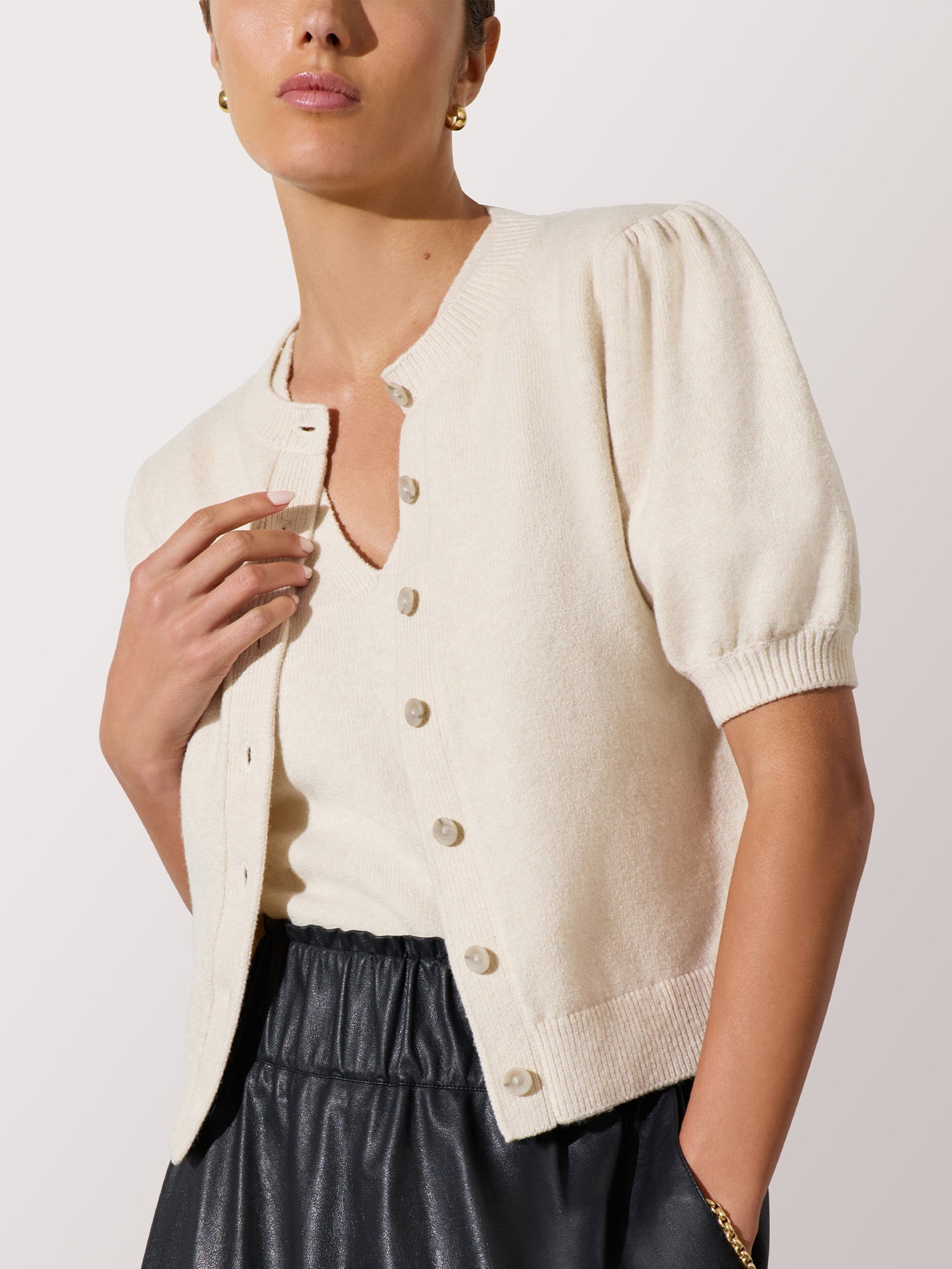 Organic cotton cardigan(oat)/002 The Cozy Rib Cardigan | Bone \u2013 Everlane