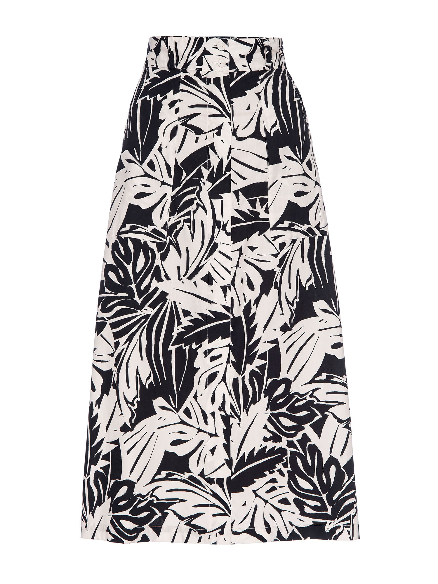 Mica black and white printed midi skirt flat view 