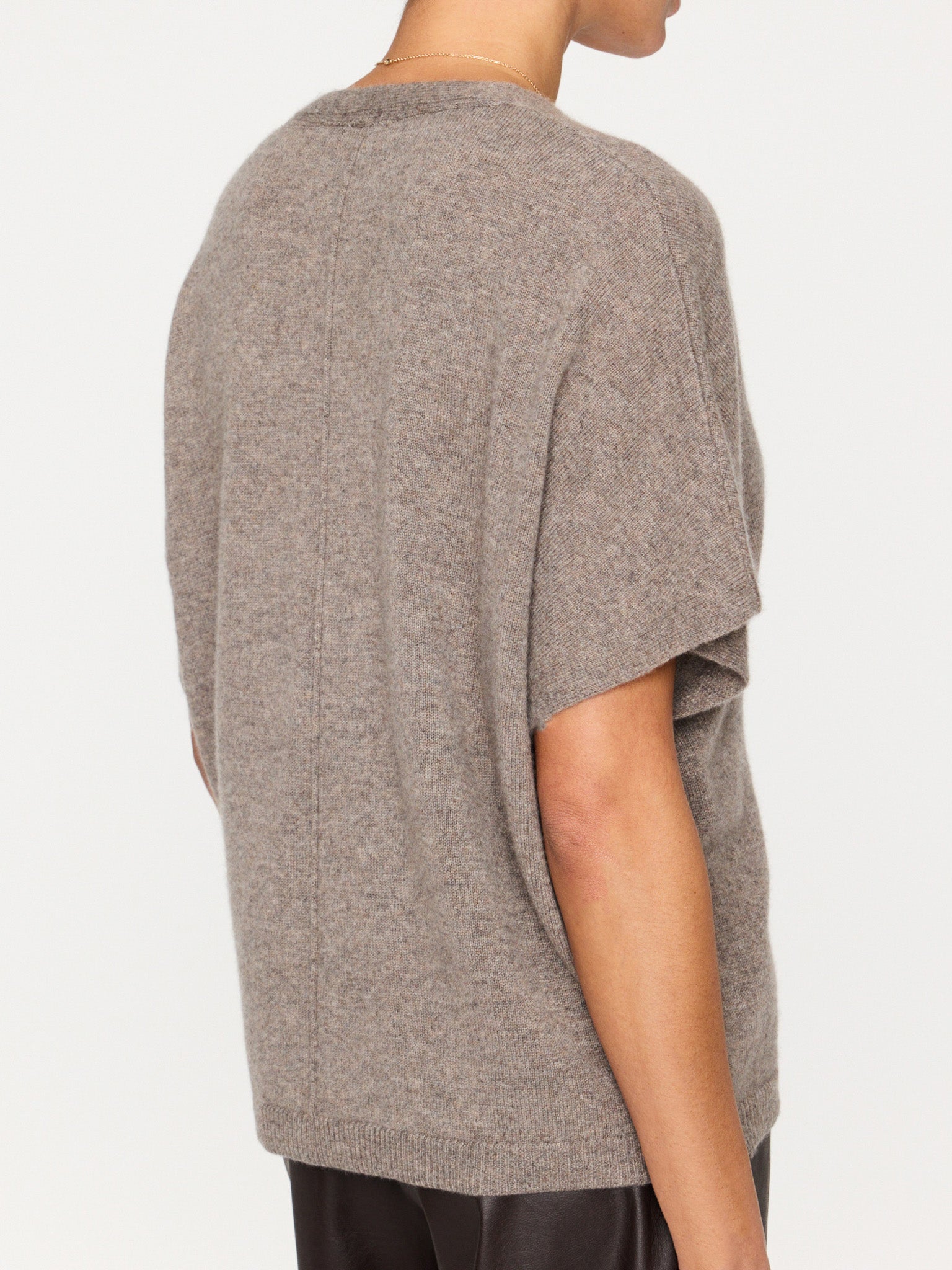 Ophi cashmere grey v-neck t-shirt top back view