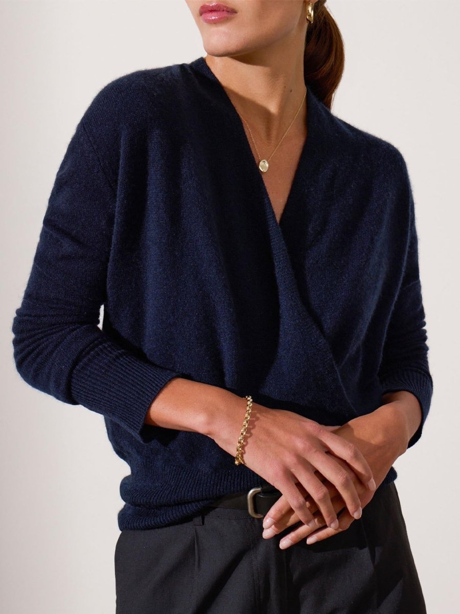 Women's Phinneas Cashmere Wrap Sweater, Navy