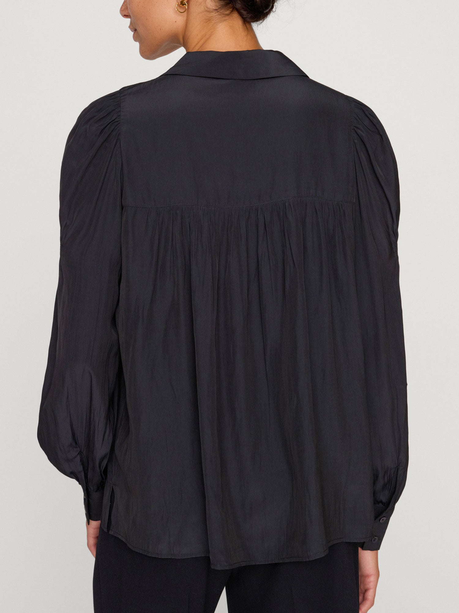 Anson black v-neck blouse back view