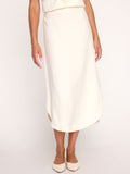 Cabas rounded hemline beige midi skirt front view