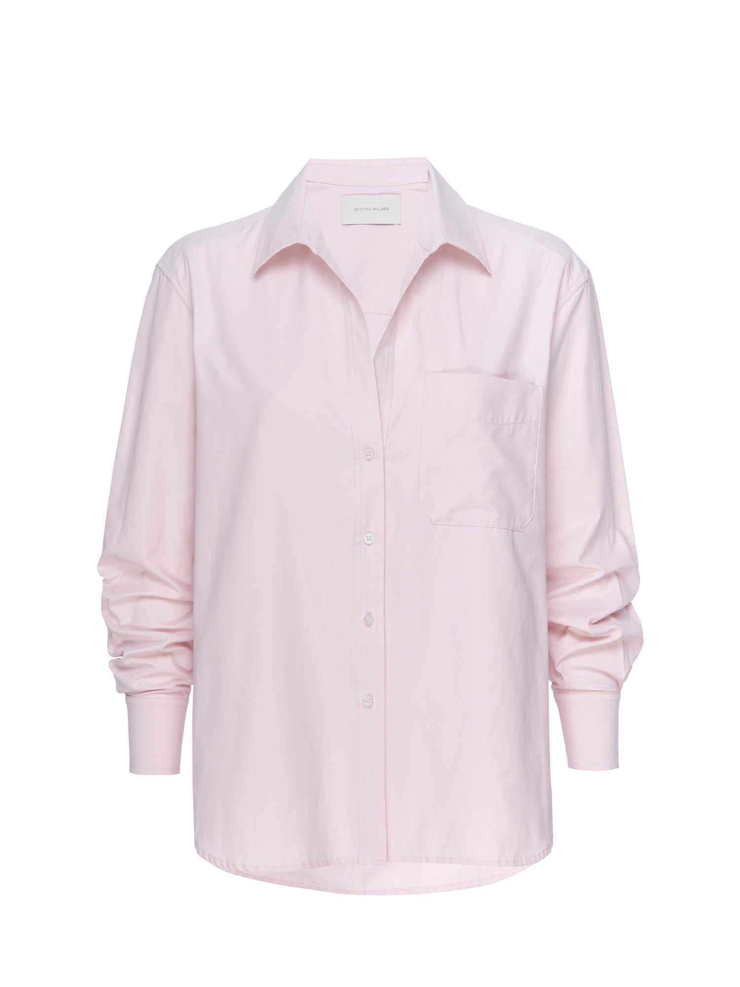 Everyday button up light pink shirt flat view