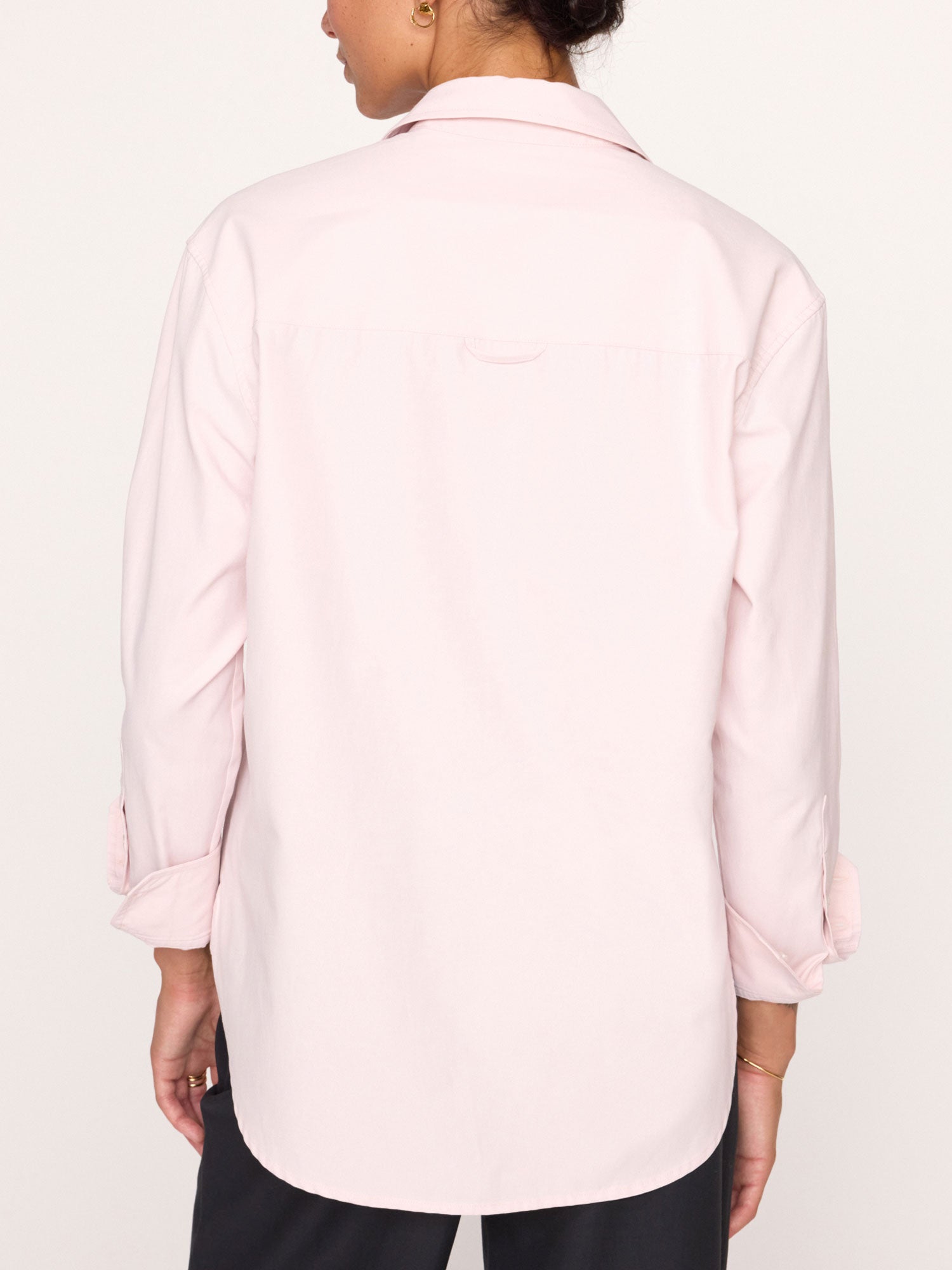Everyday button up light pink shirt back view 