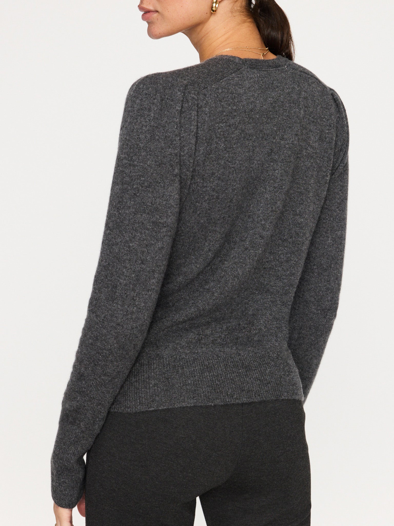 Finn cashmere v-neck gray wrap sweater back view