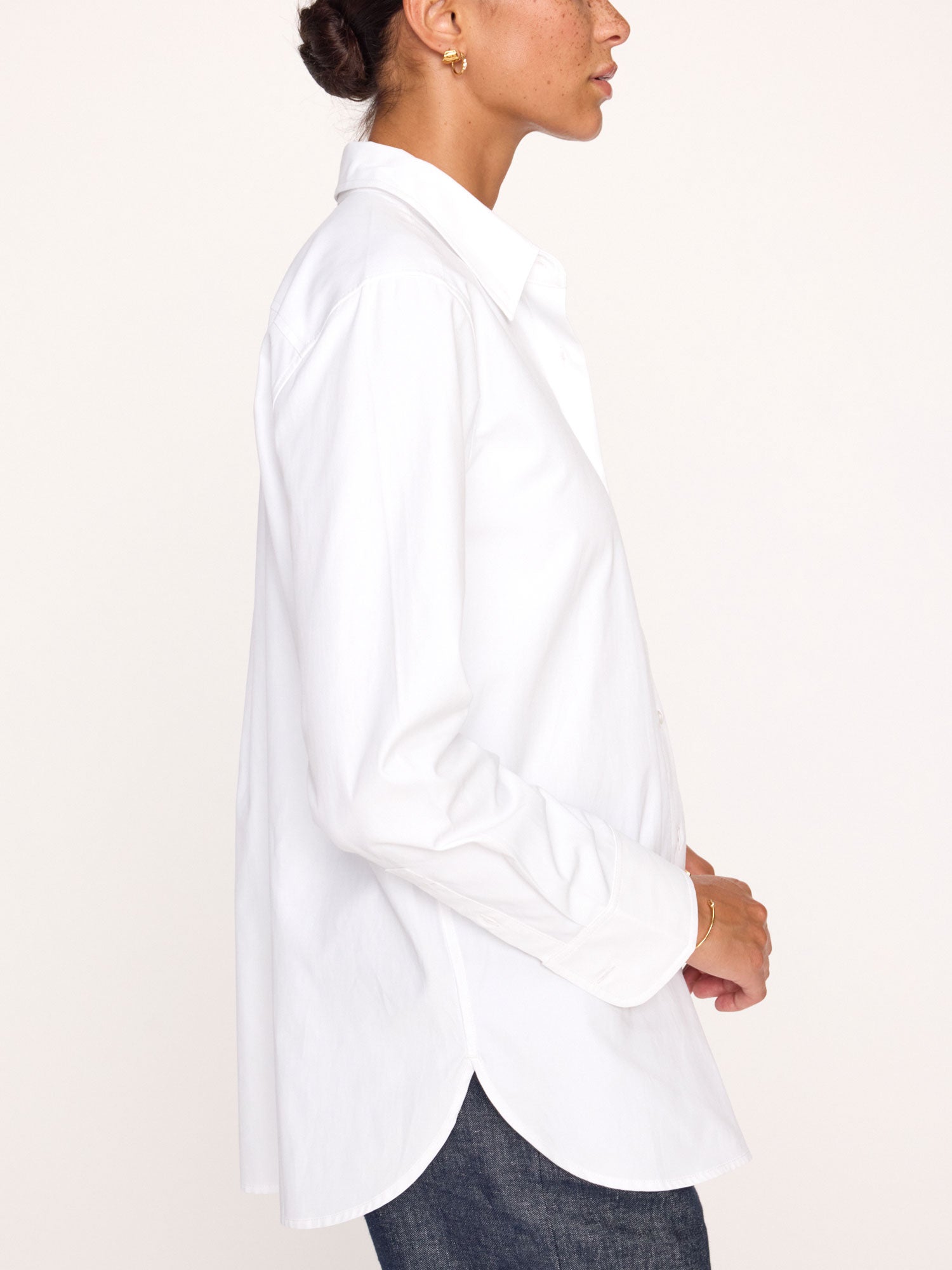 Lark button up shirt white side view