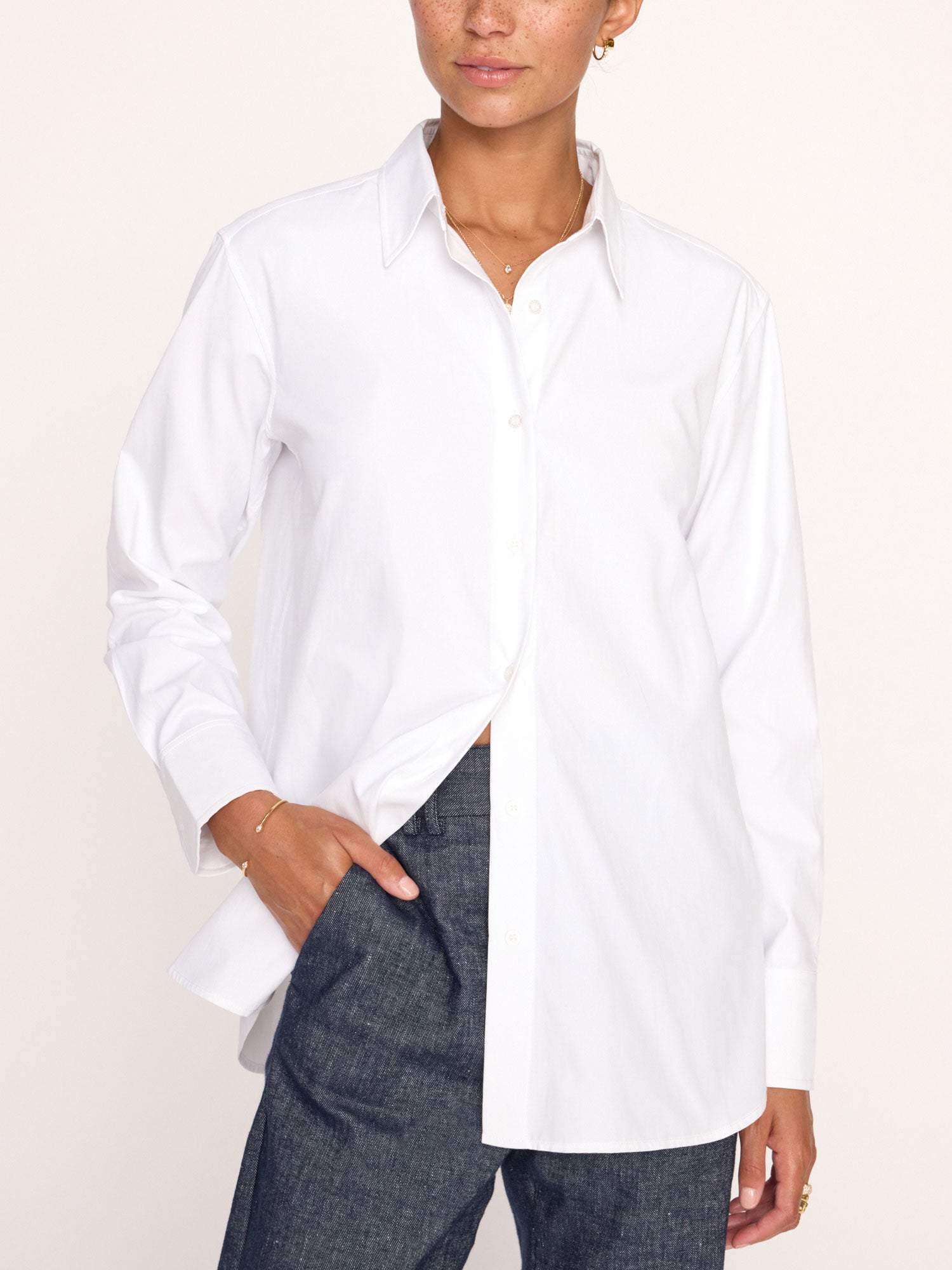 Lark button up shirt white front view 