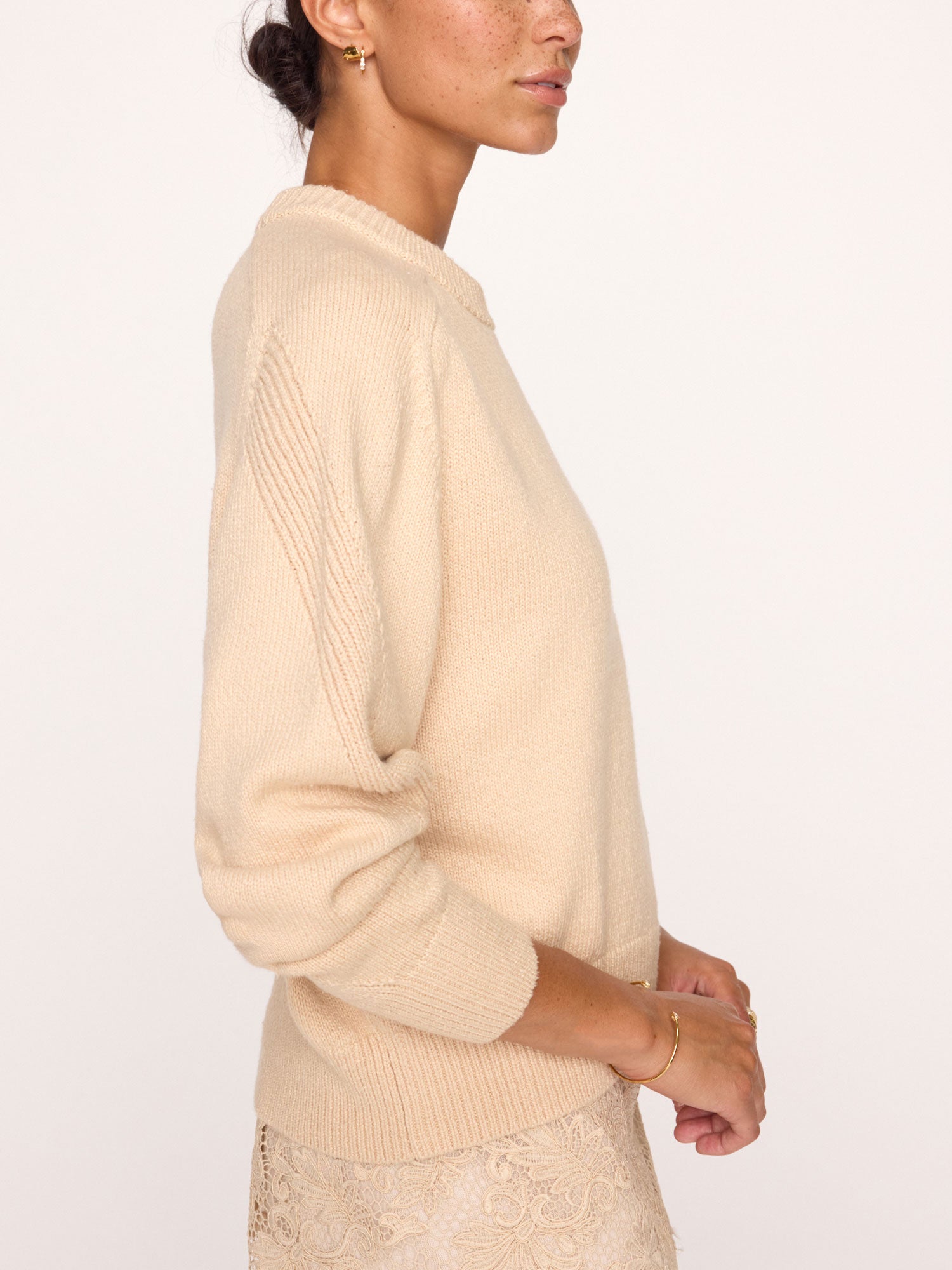 Pele tan crewneck sweater side view