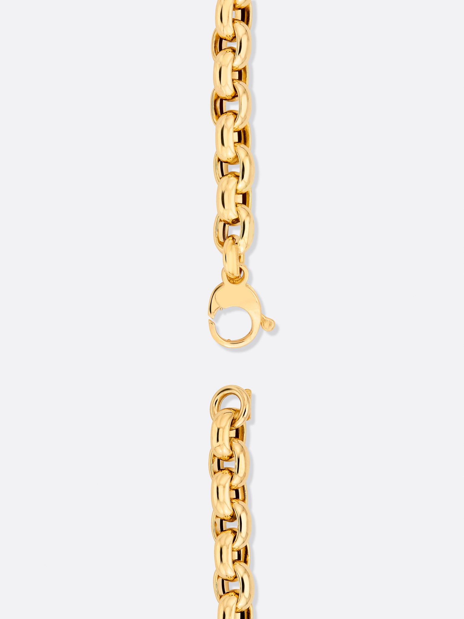 18k Yellow gold rolo link bracelet clasp view