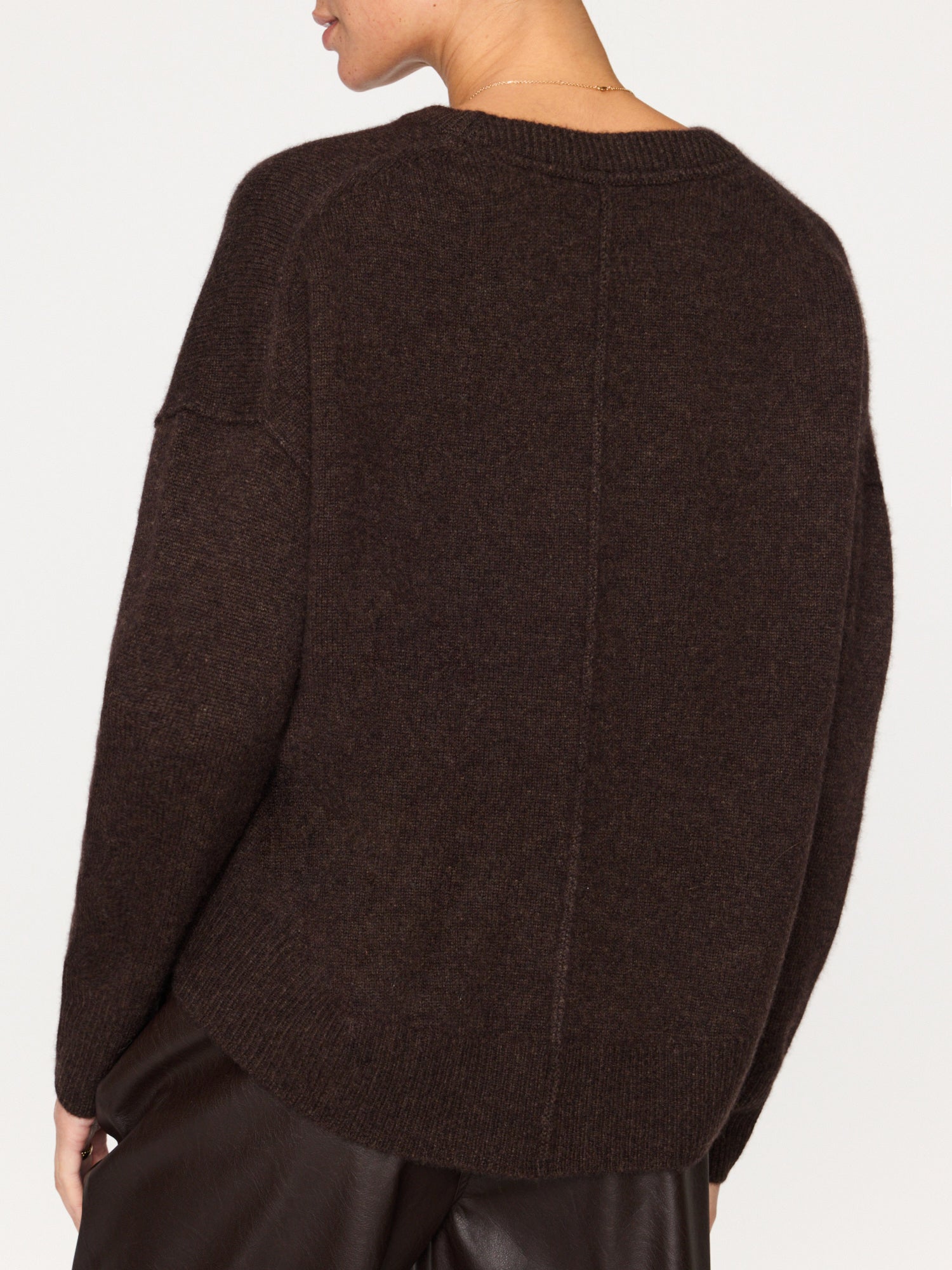 Everyday cashmere crewneck brown sweater back view 2