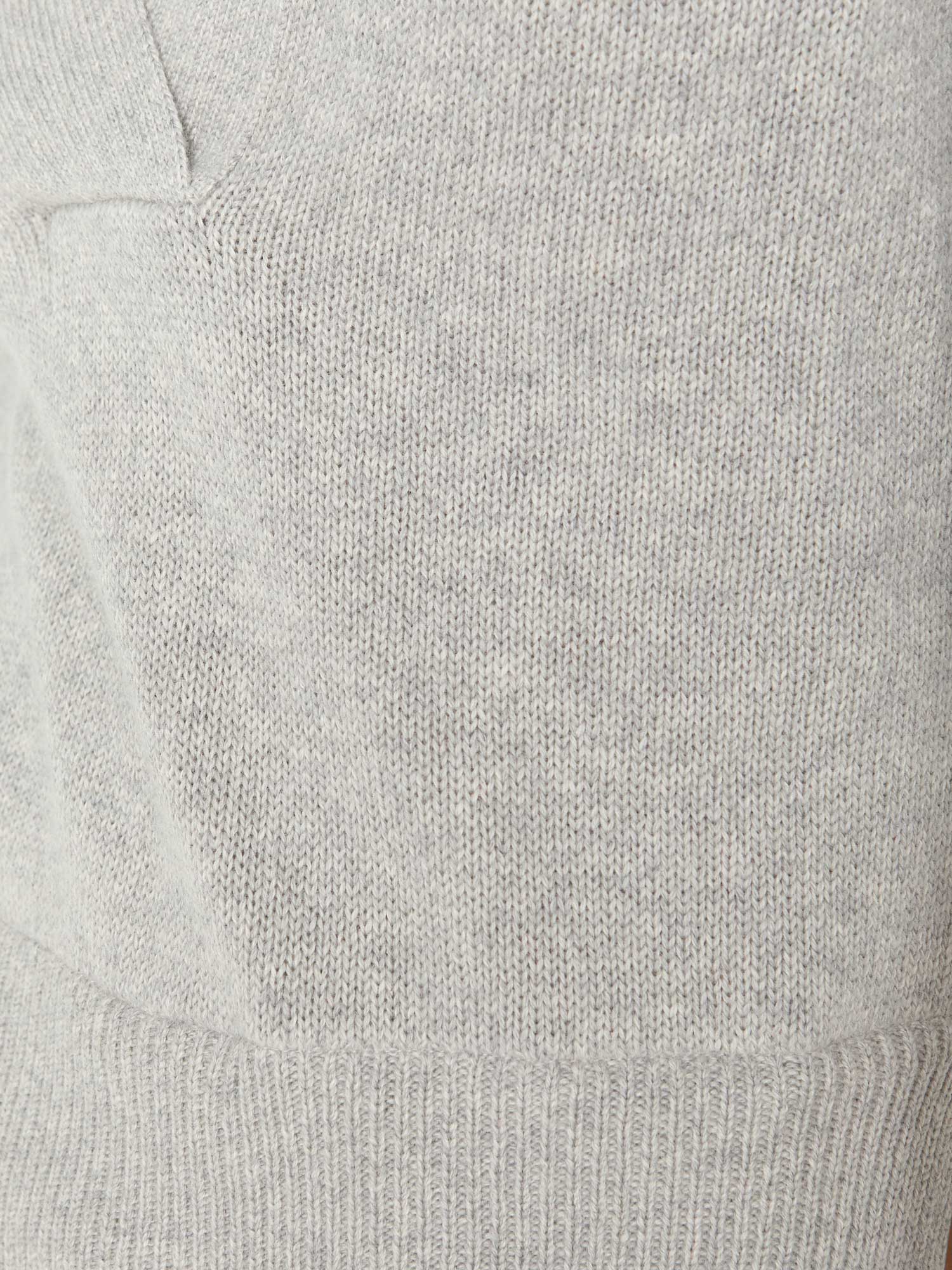 Lucie grey with white layered three-quarter sleeve v-neck sweater close up