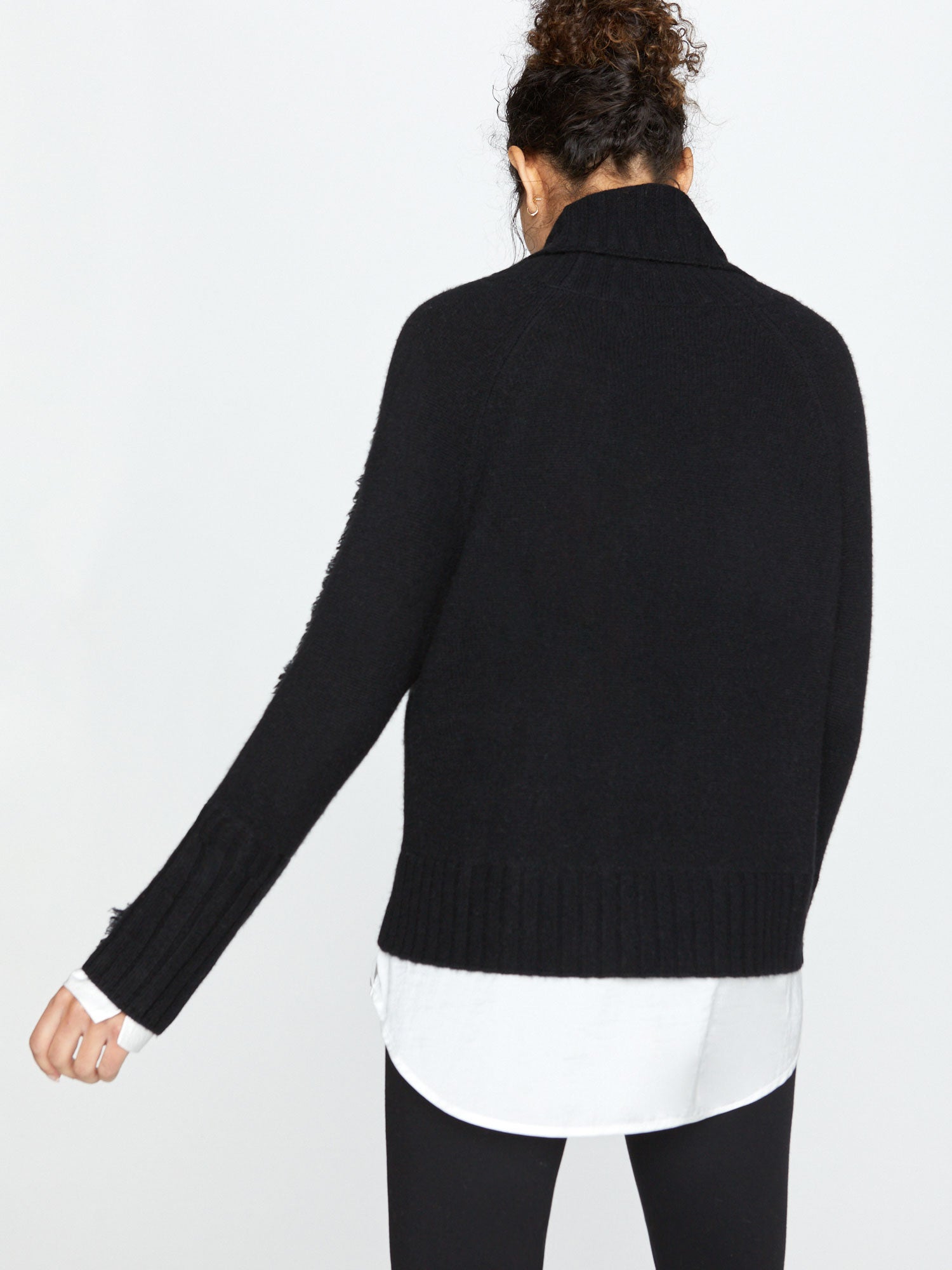 Jolie black layered turtleneck sweater back view