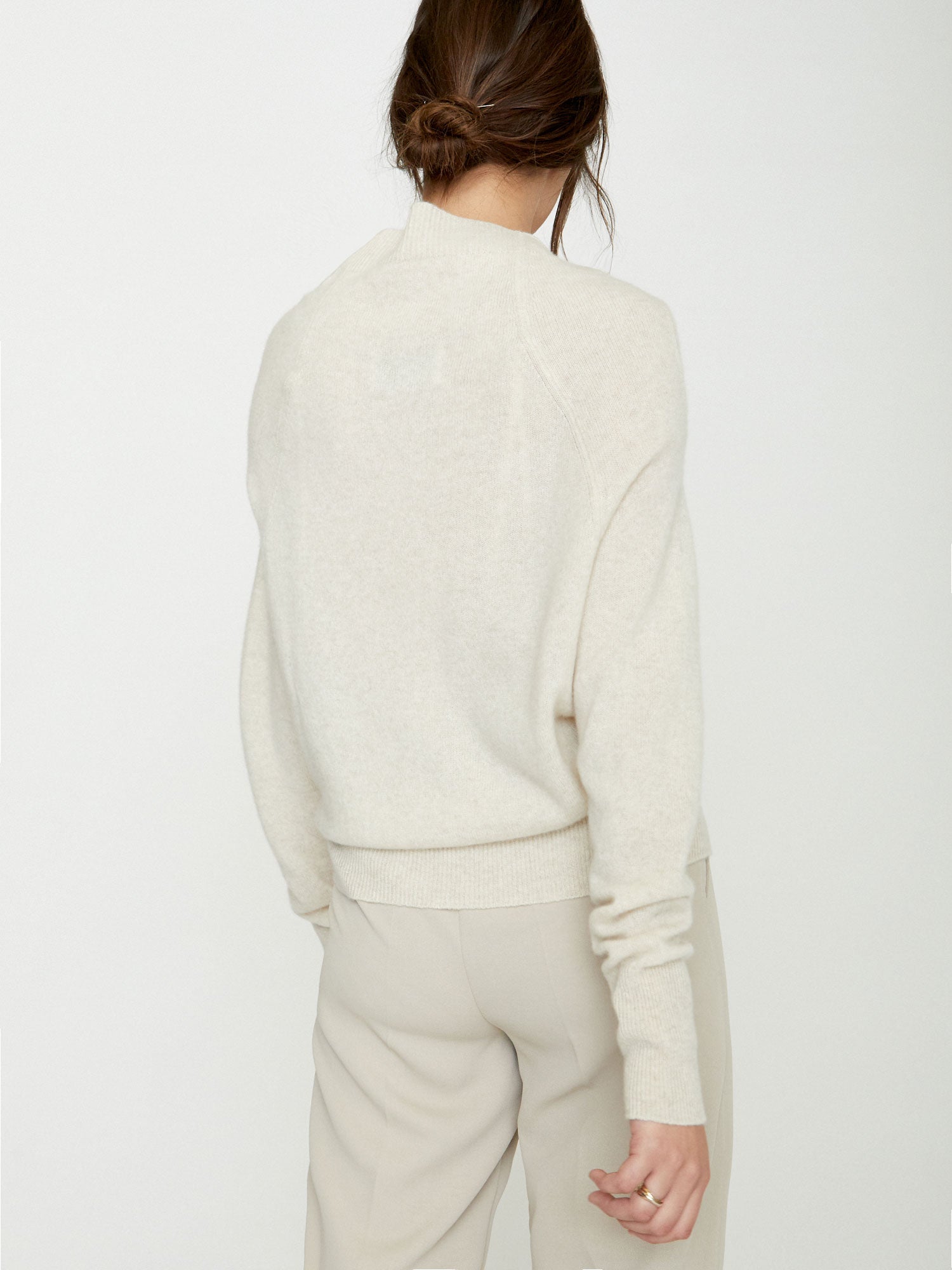 Lori cashmere ivory off shoulder sweater back view