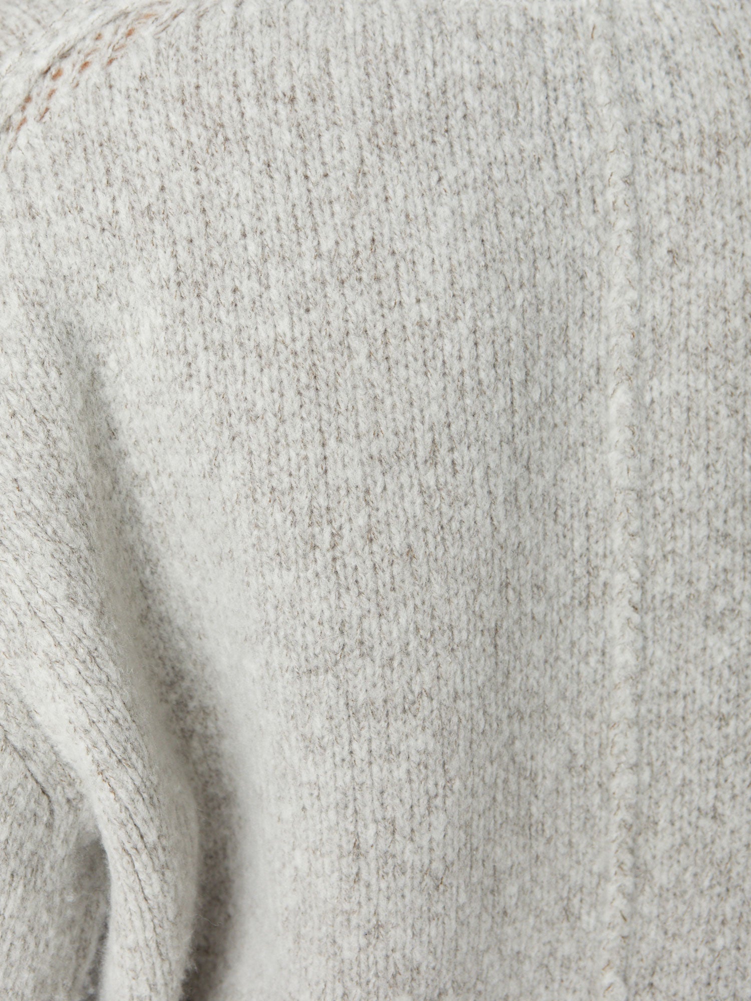 Deaville light grey fringe wool cashmere turtleneck sweater close up 2