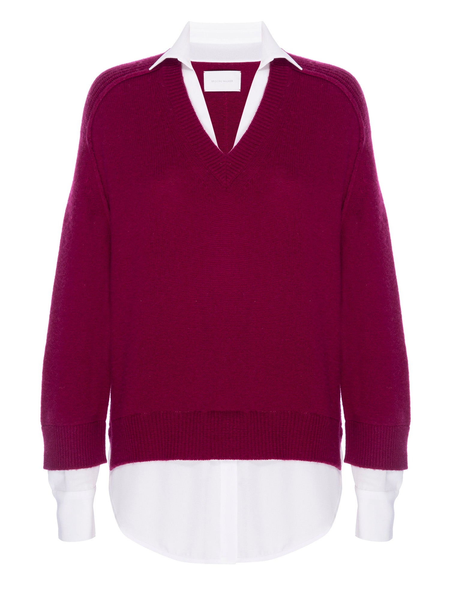 Looker dark red layered v-neck sweater flat view