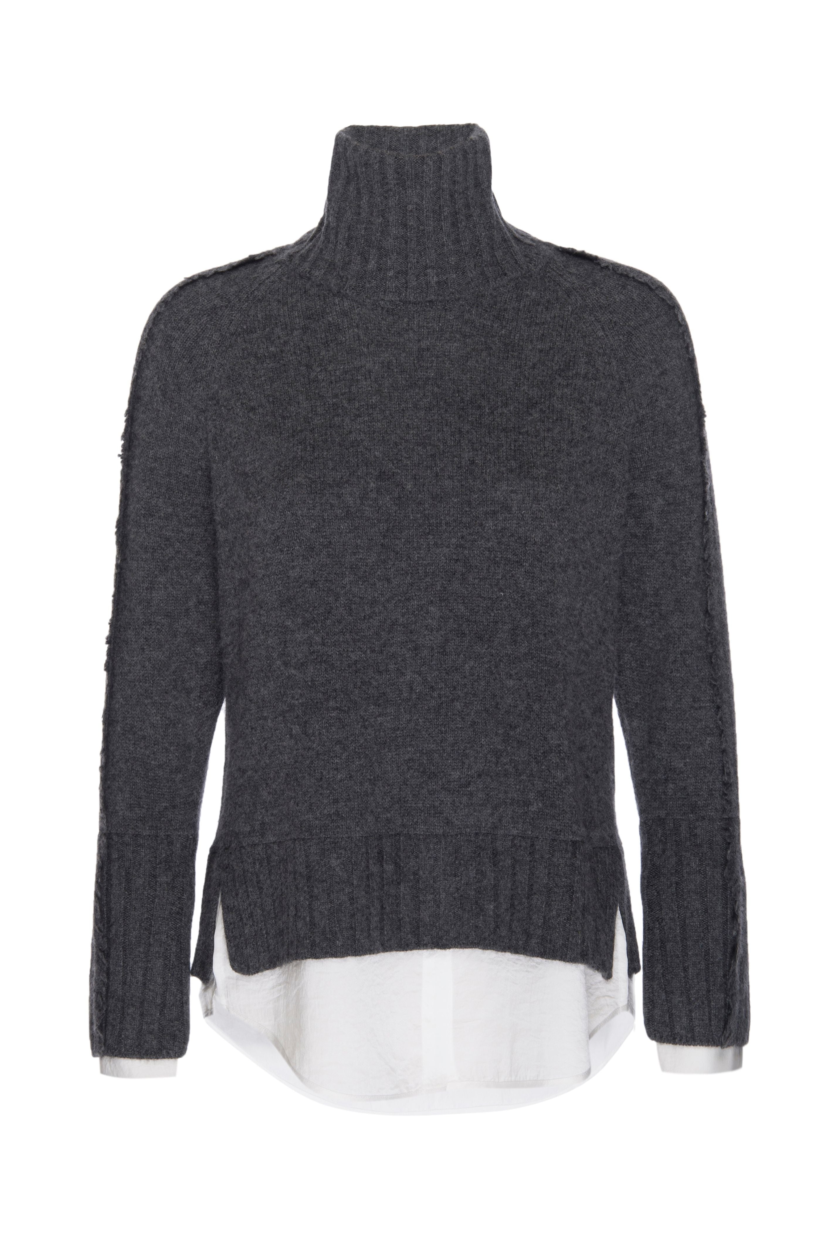 Jolie dark grey layered turtleneck sweater flat view