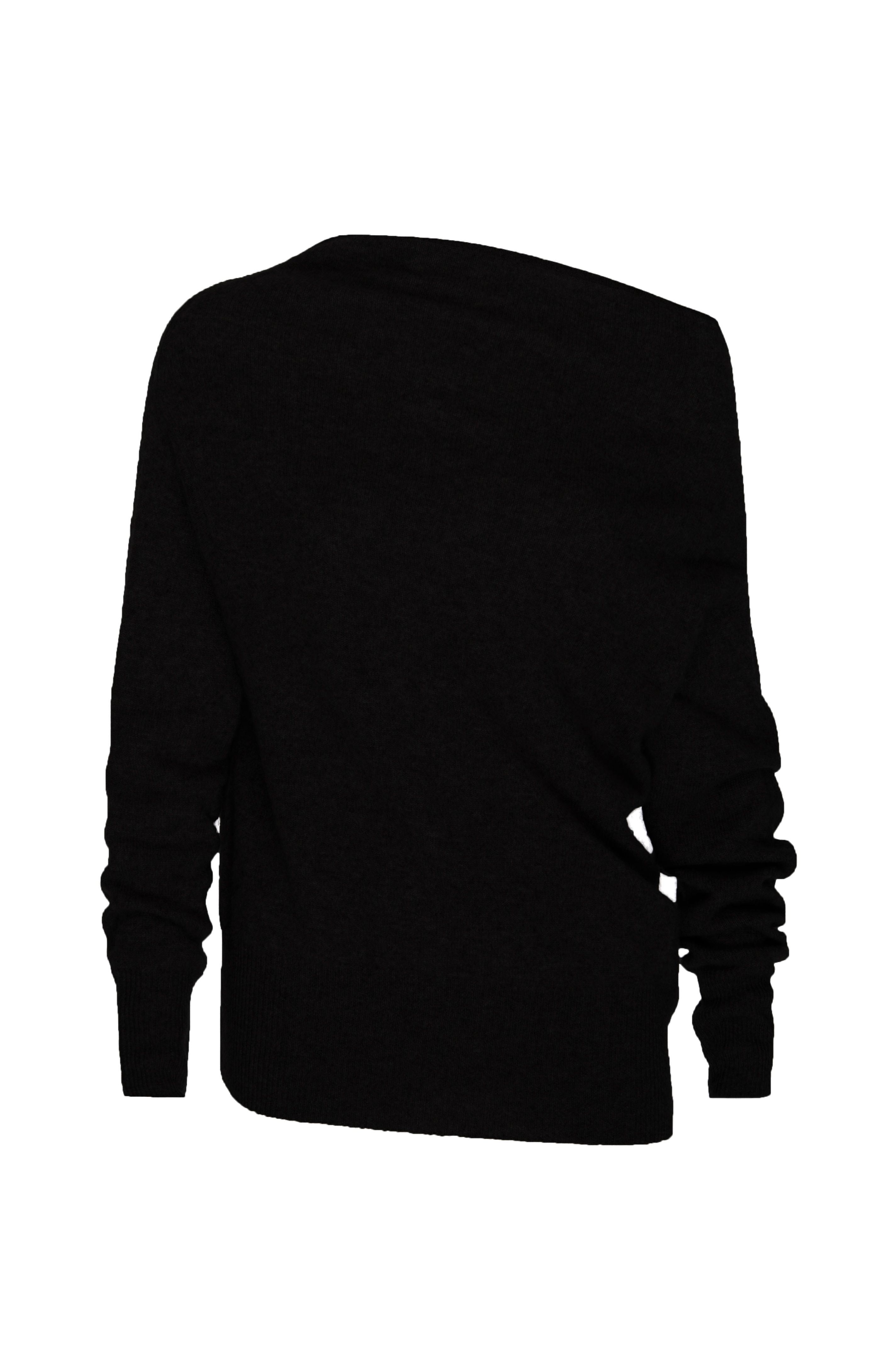 Lori cashmere off shoulder black sweater flat view