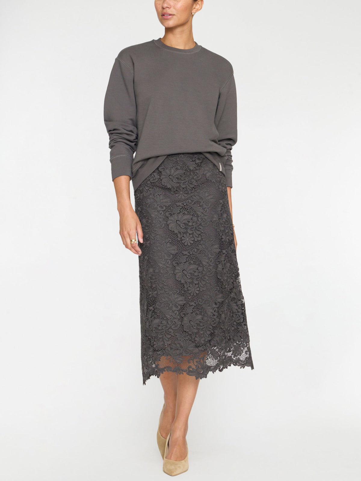 The Mara Lace Skirt in Hunter