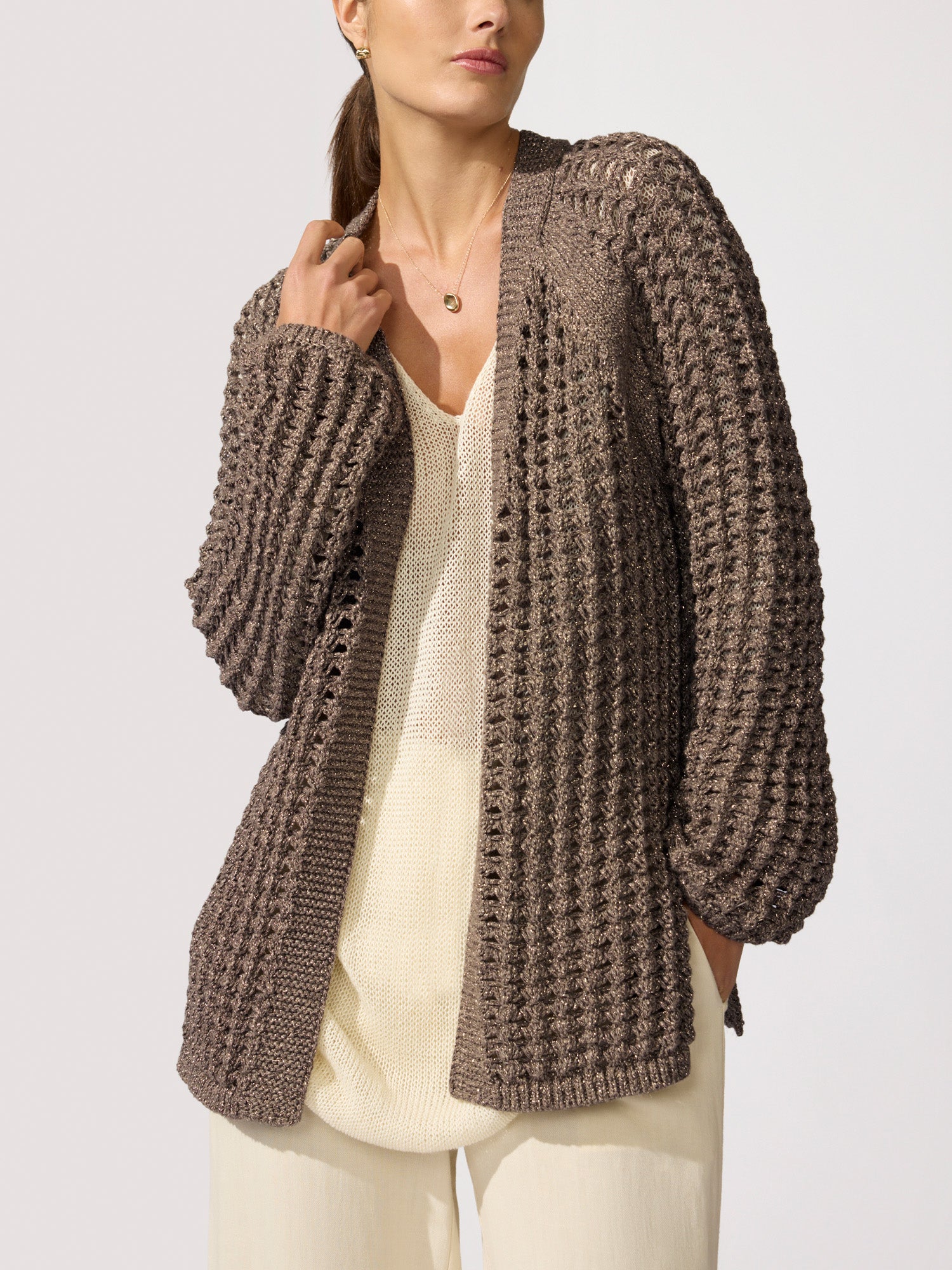 Women's Keifer Metallic Cardigan in Bronze Metallic | Brochu Walker