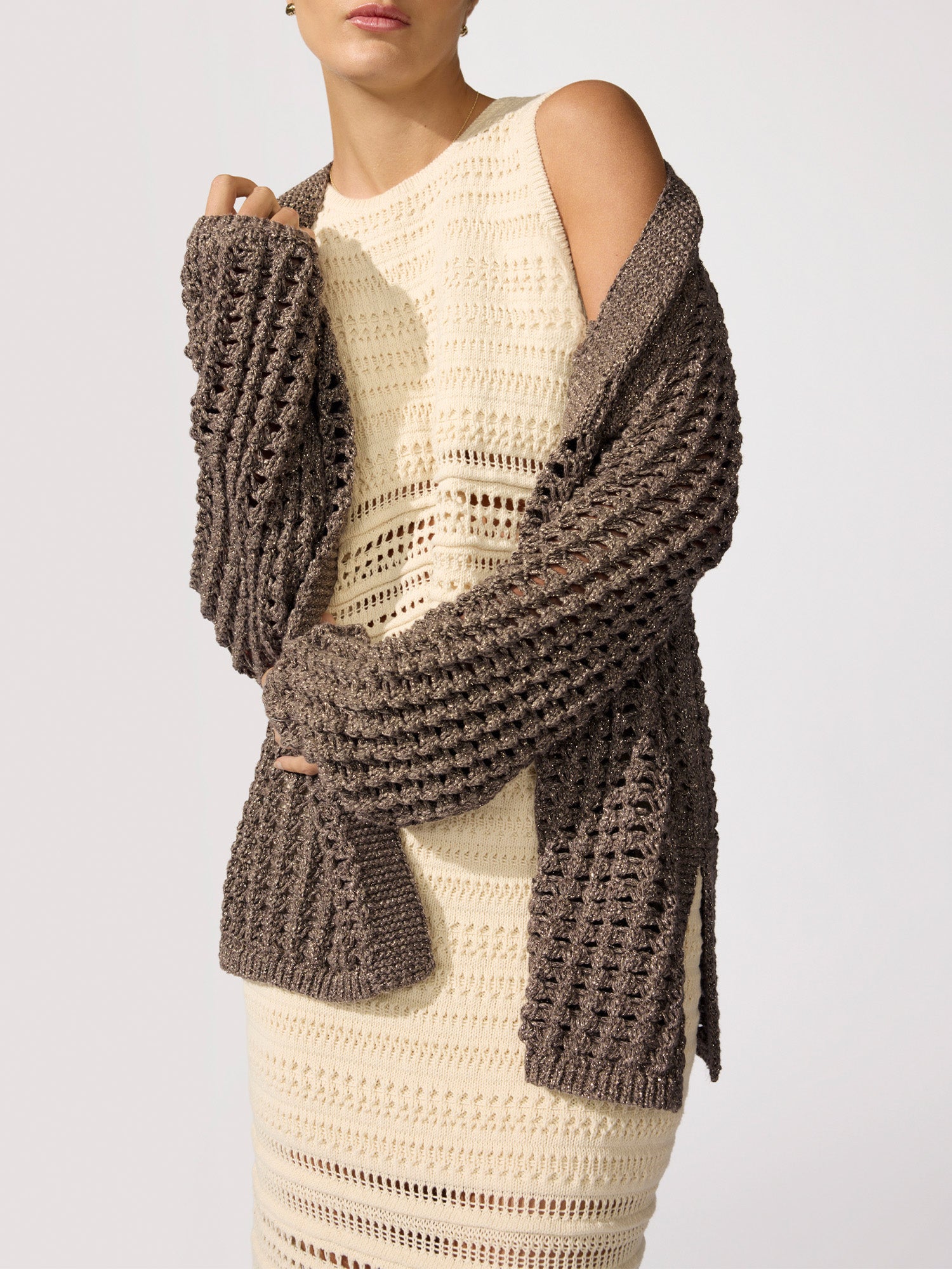 Women's Keifer Metallic Cardigan in Bronze Metallic | Brochu Walker