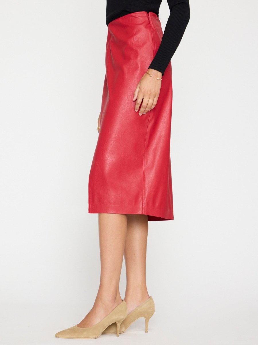Women's Esme Vegan Leather Skirt in Crimson Brochu Walker