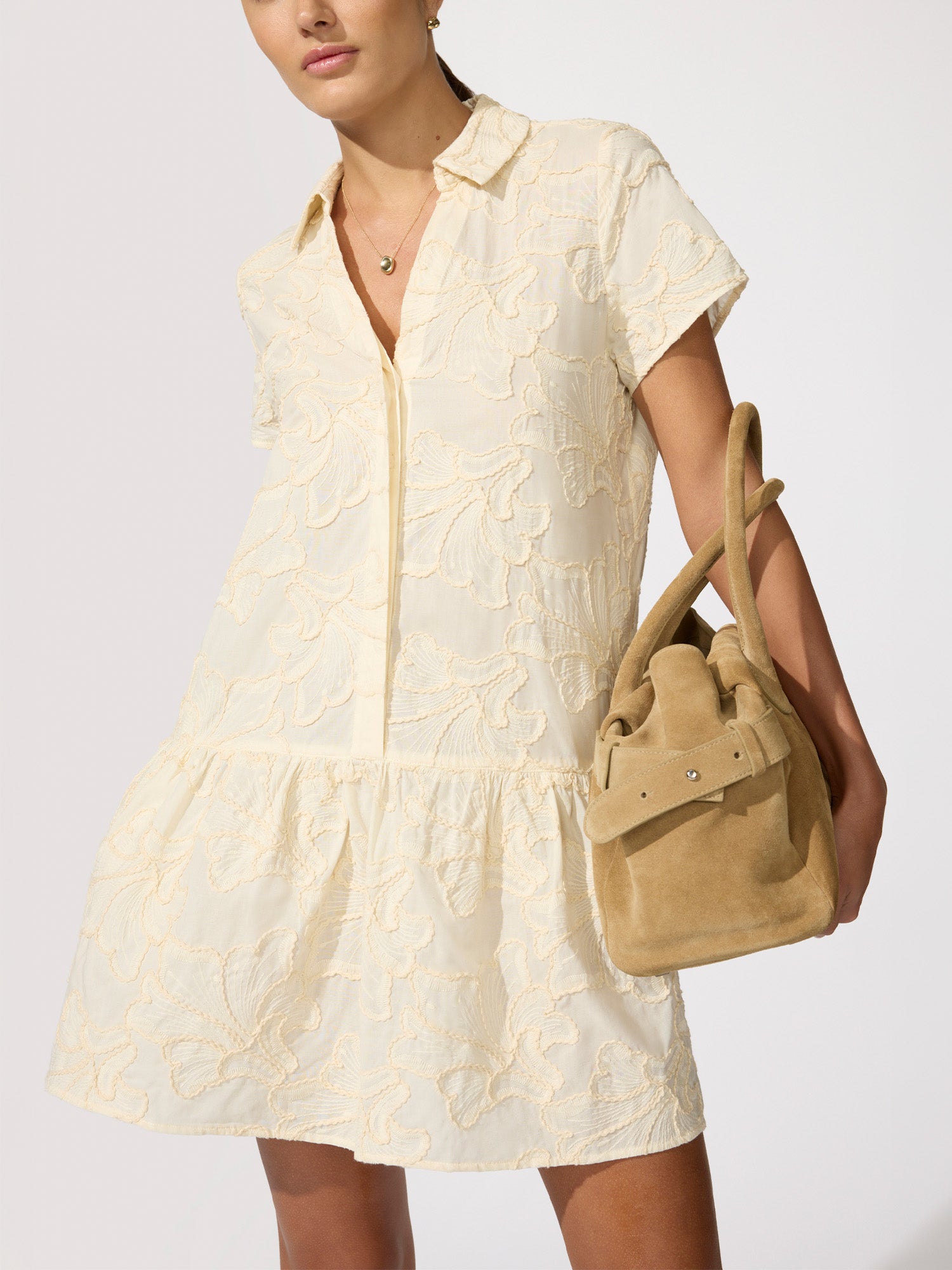 Women's Antibes Embroidered Dress in Ecru | Brochu Walker