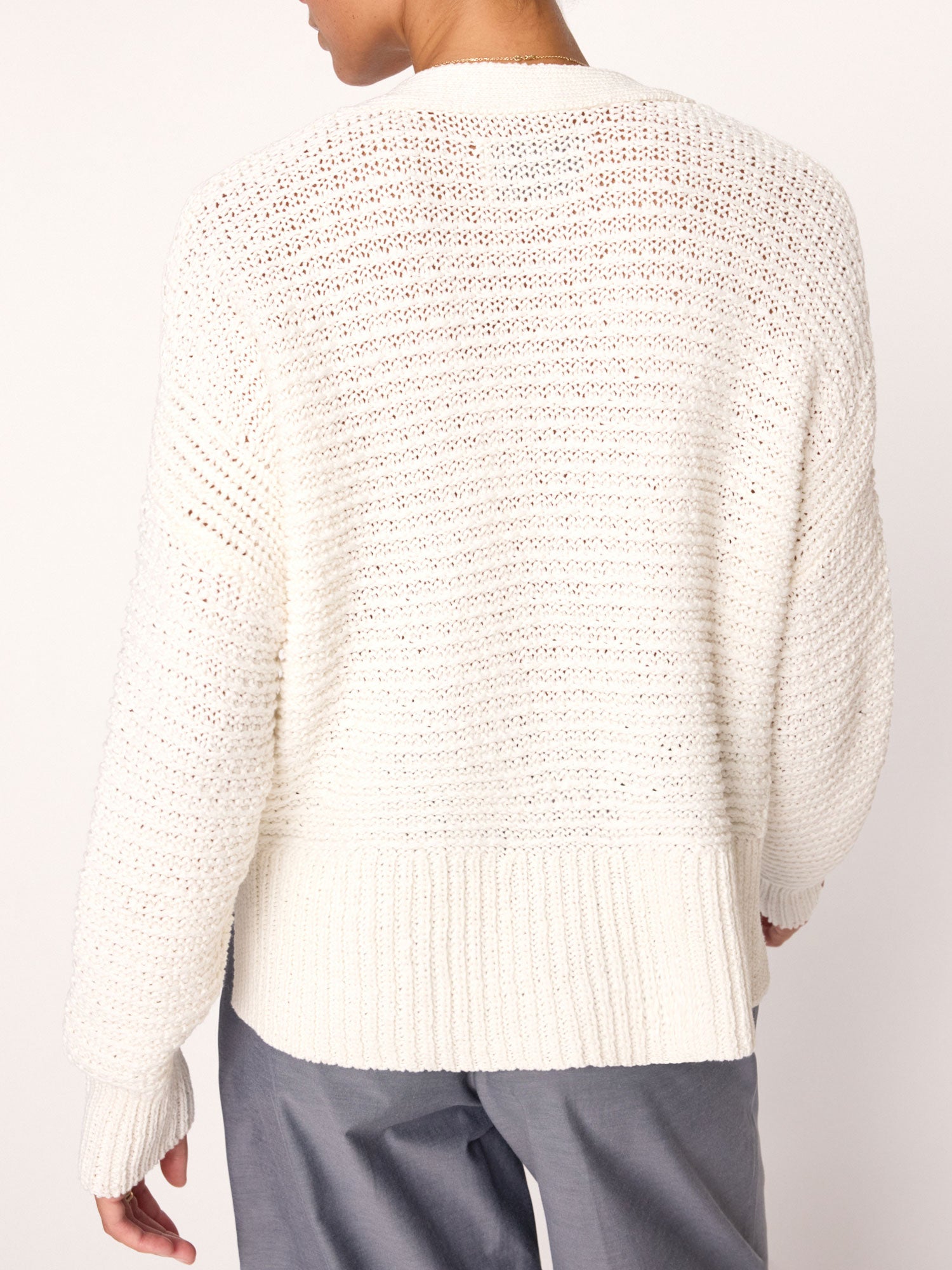 Sia cotton white cardigan sweater back view