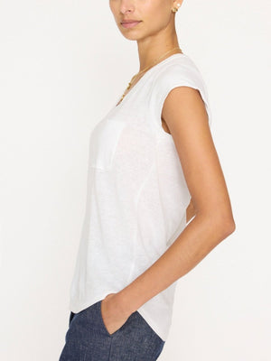 Lane white scoop neckline t-shirt side view