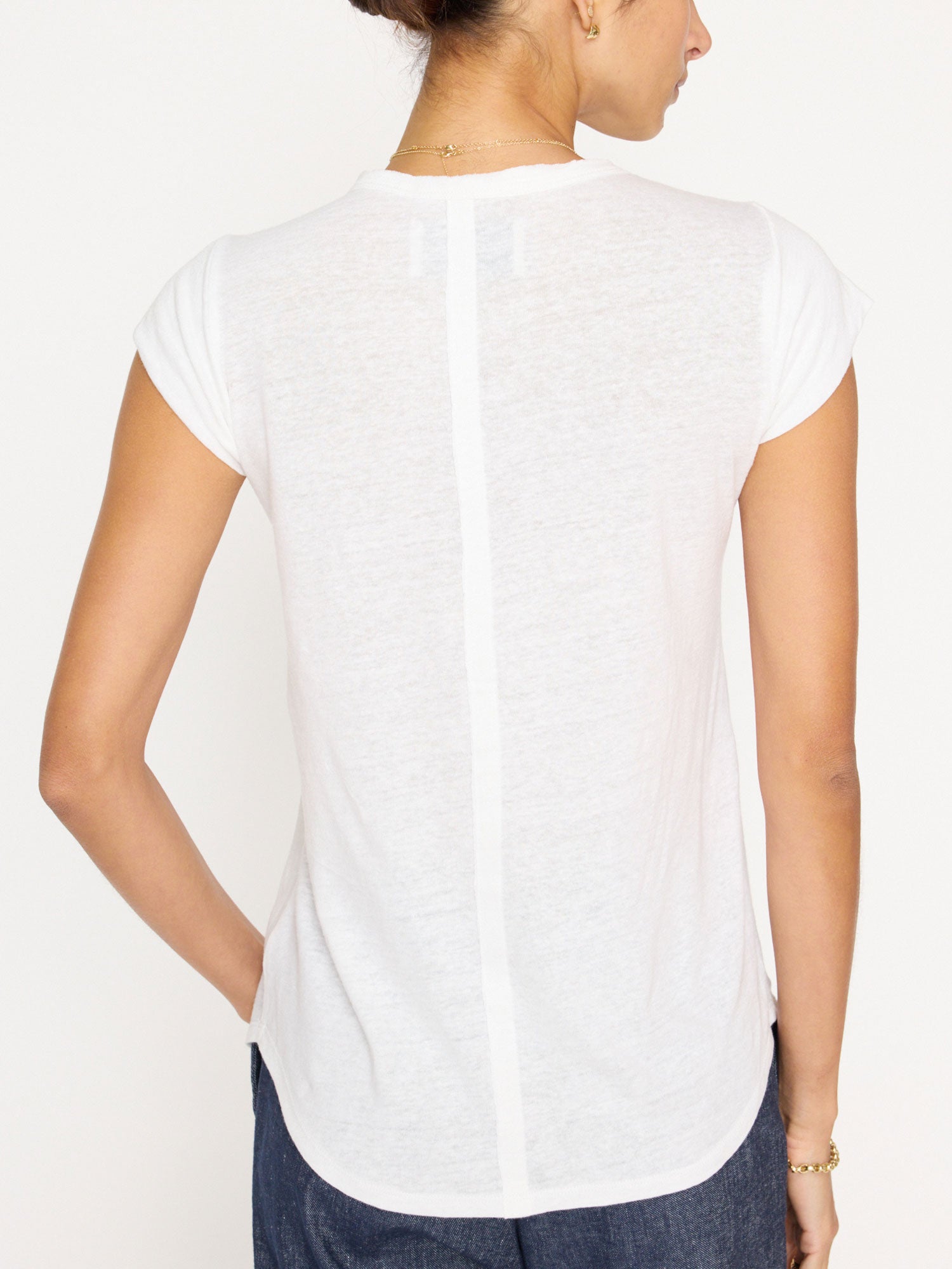 Lane white scoop neckline t-shirt back view 