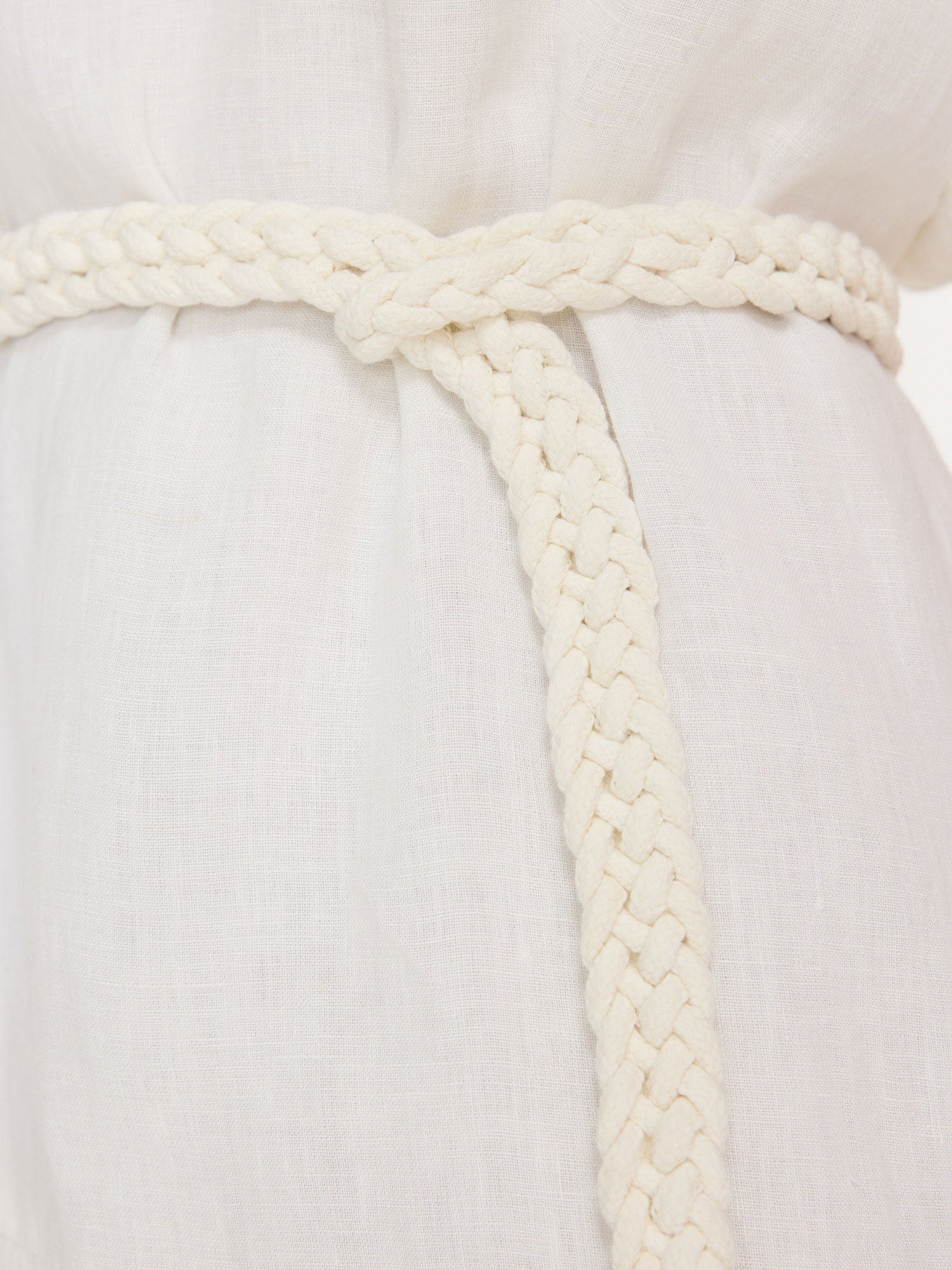 Macrame natural cotton belt coiled close up 2