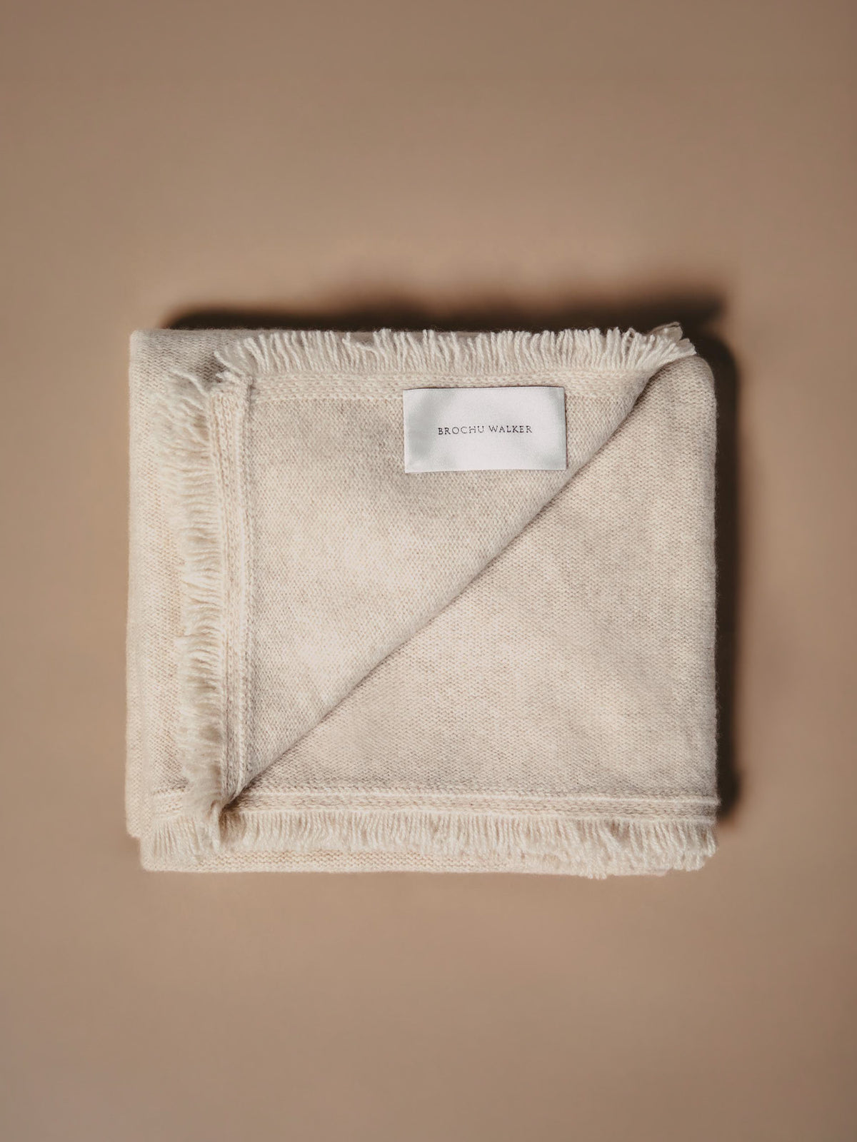 The Cashmere Fringe Shoulder Square in Bisque Mélange