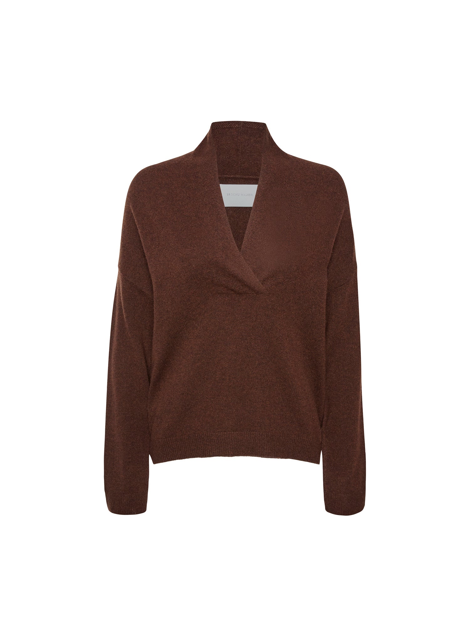Women's Siena Wrap Neck Cashmere Pullover in Java Mélange | Brochu
