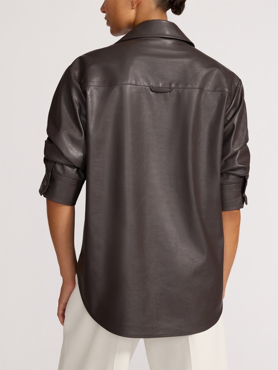 Women's Pia Vegan Leather Shirt in Timber Brown | Brochu Walker