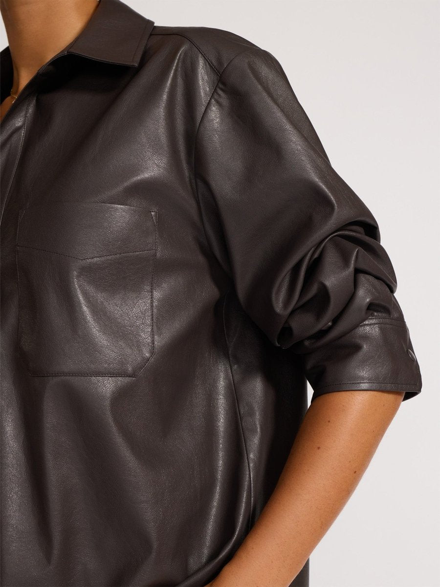 Brown Pia Vegan Leather Shirt Timber | Brochu Walker