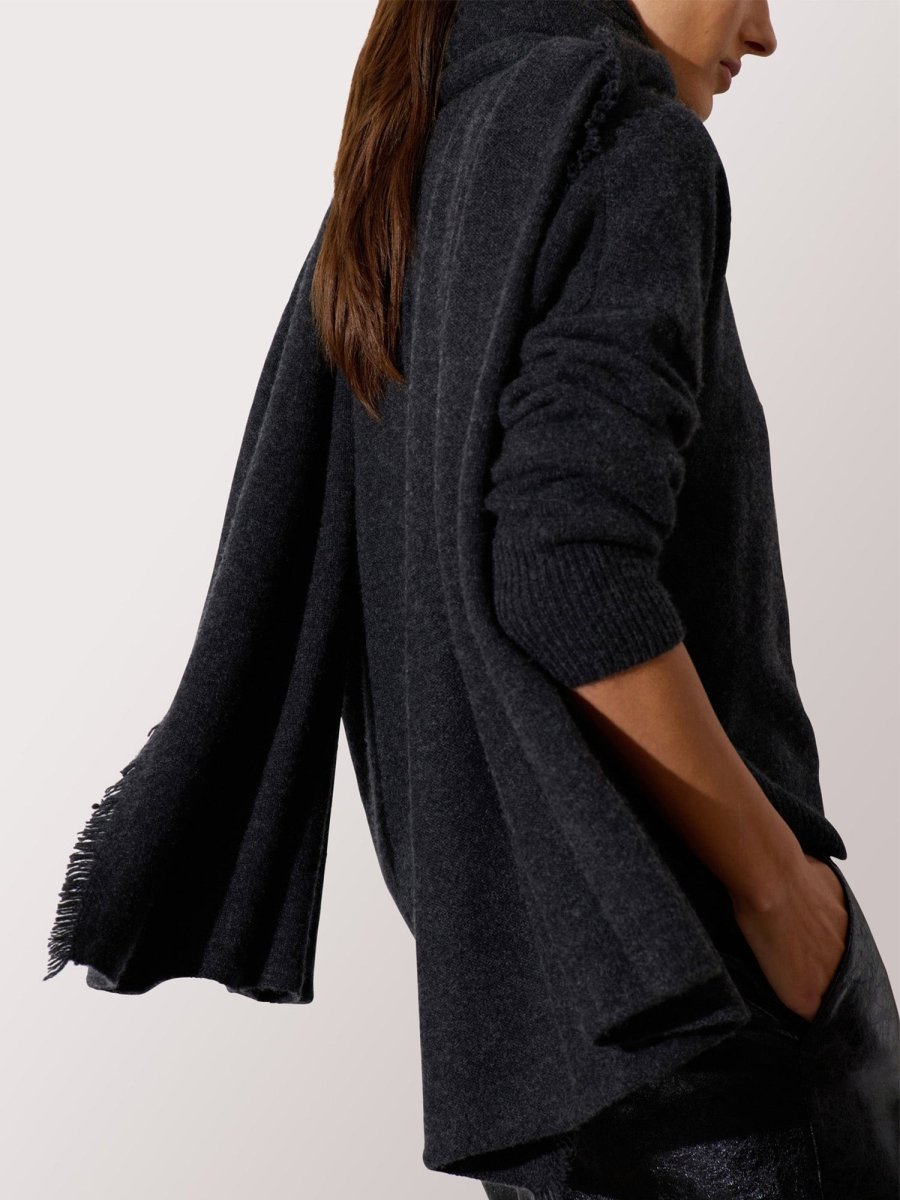 Charcoal Cashmere Fringe Wrap | Brochu Walker