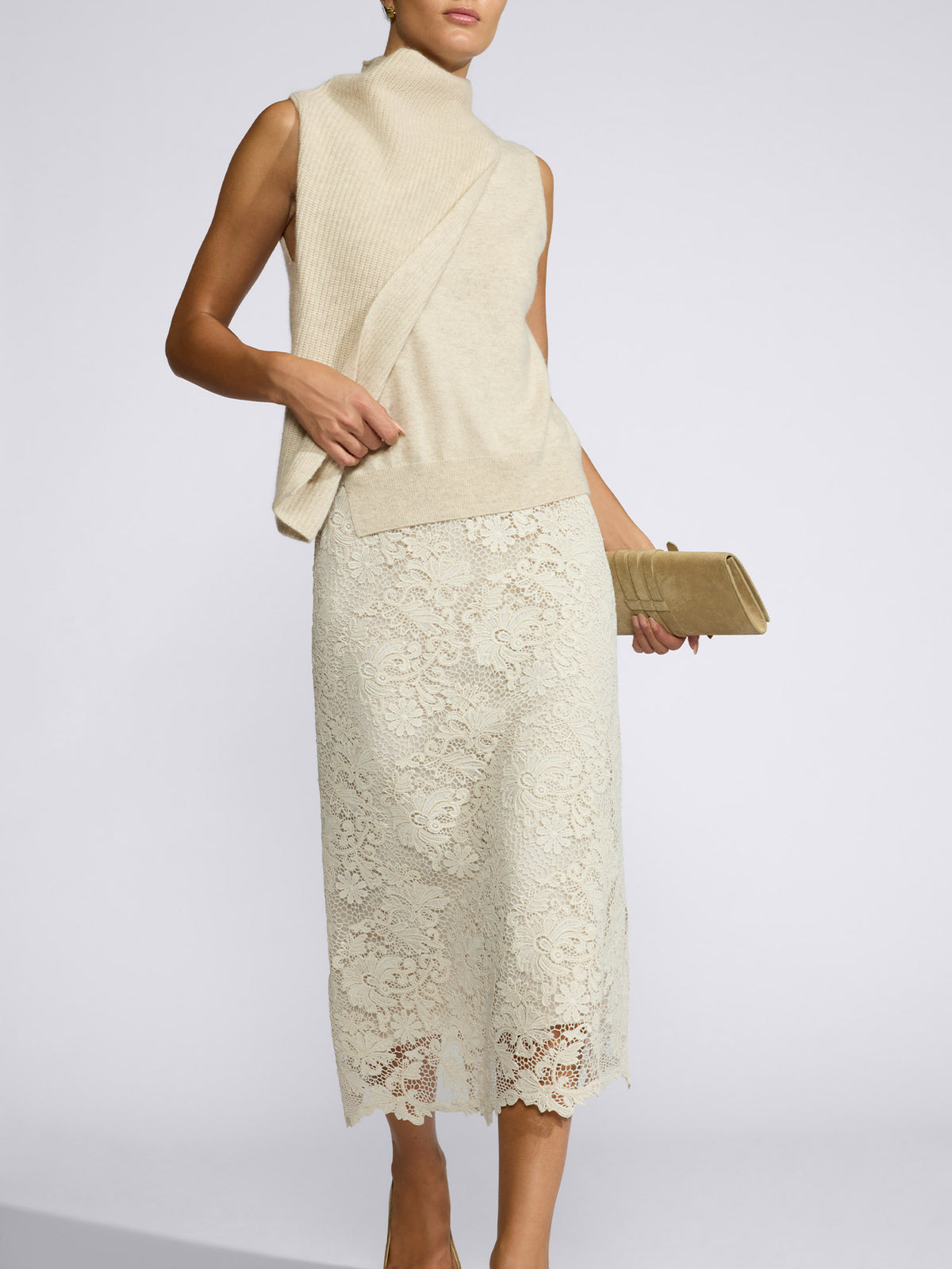 The Fio Cashmere Top in Stone Mélange